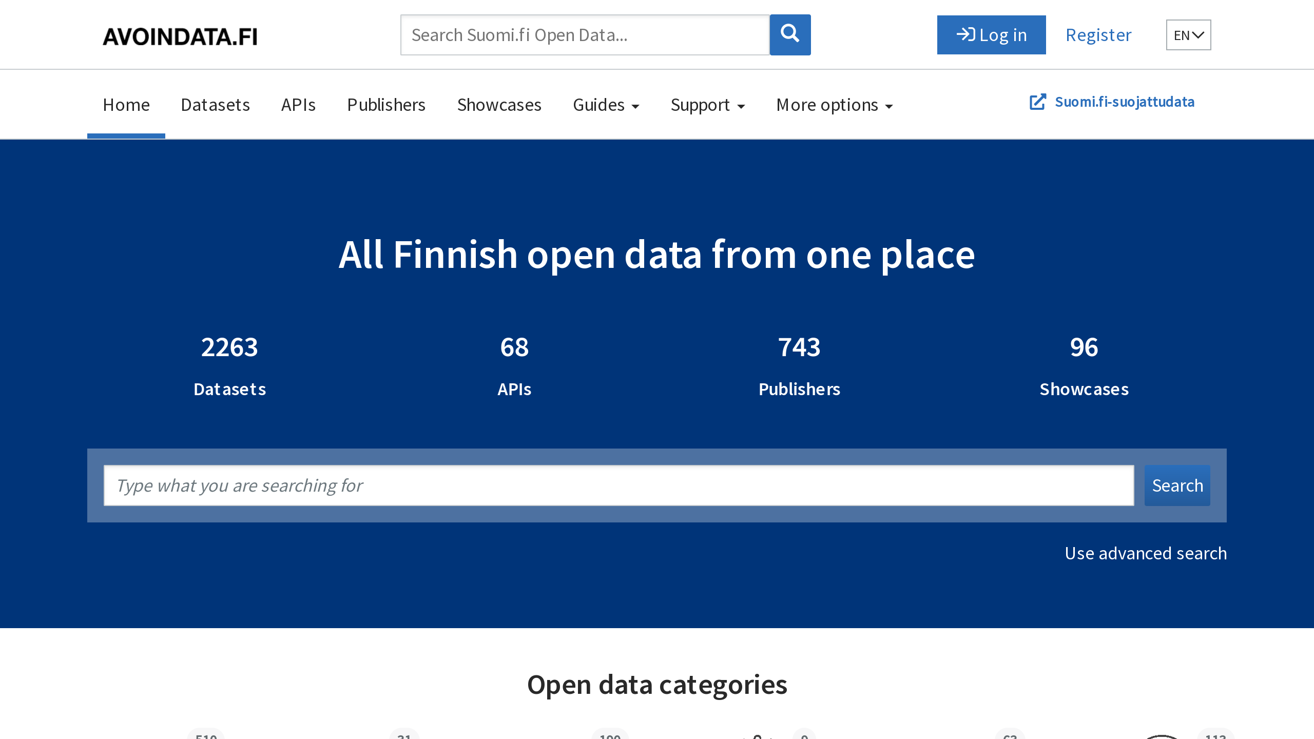 Open Government, Finland's website screenshot