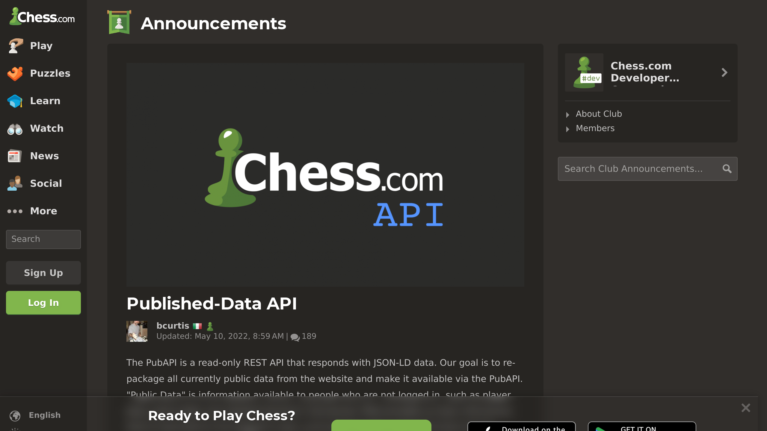 Chess.com's website screenshot