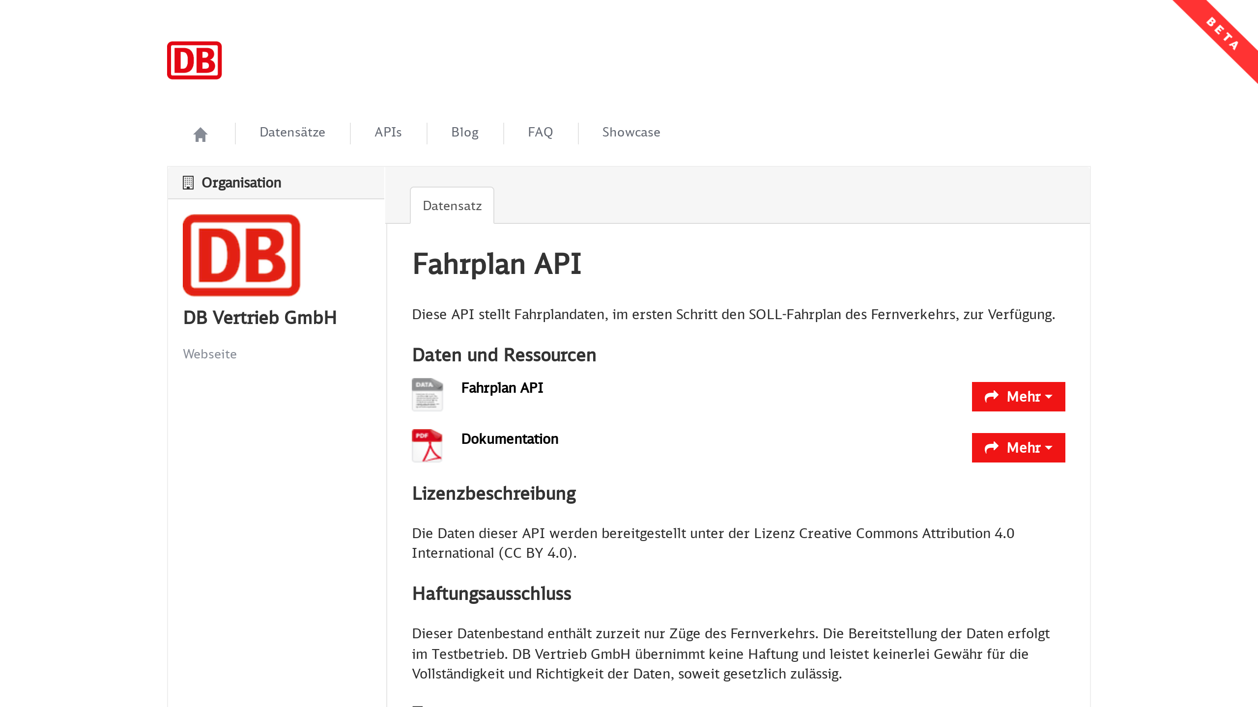 Transport for Germany's website screenshot