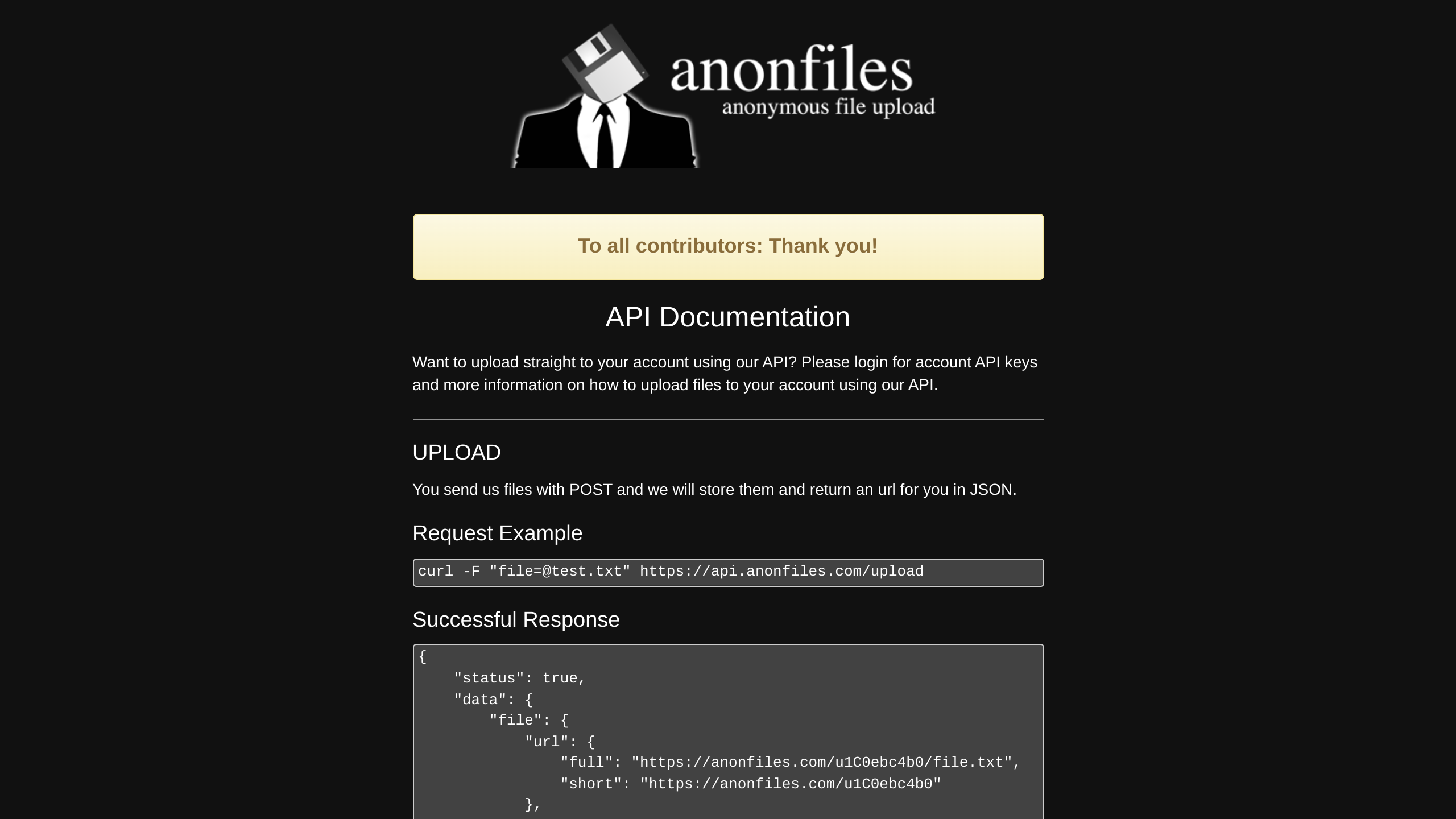 AnonFiles's website screenshot