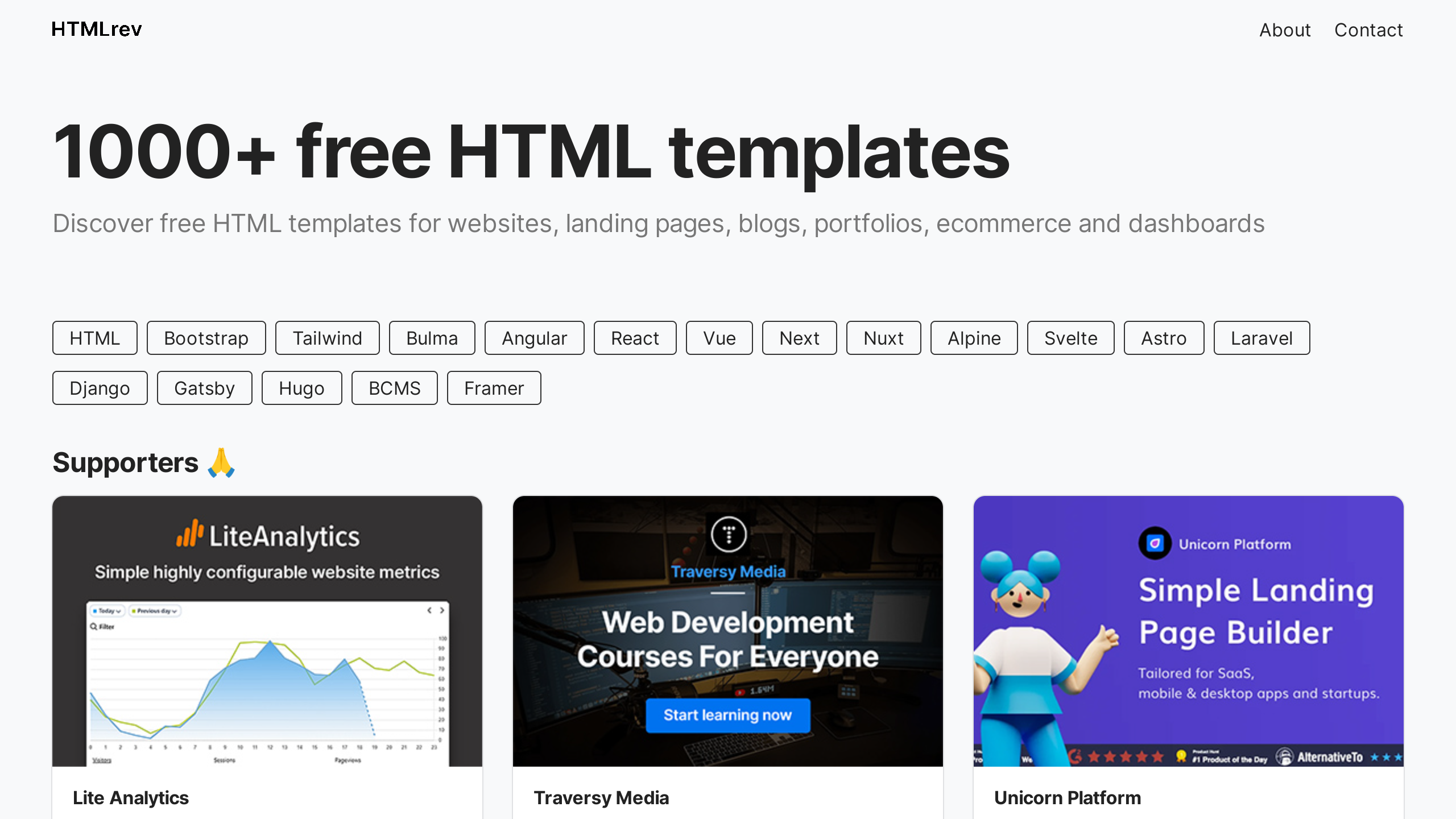 HTMLrev's website screenshot