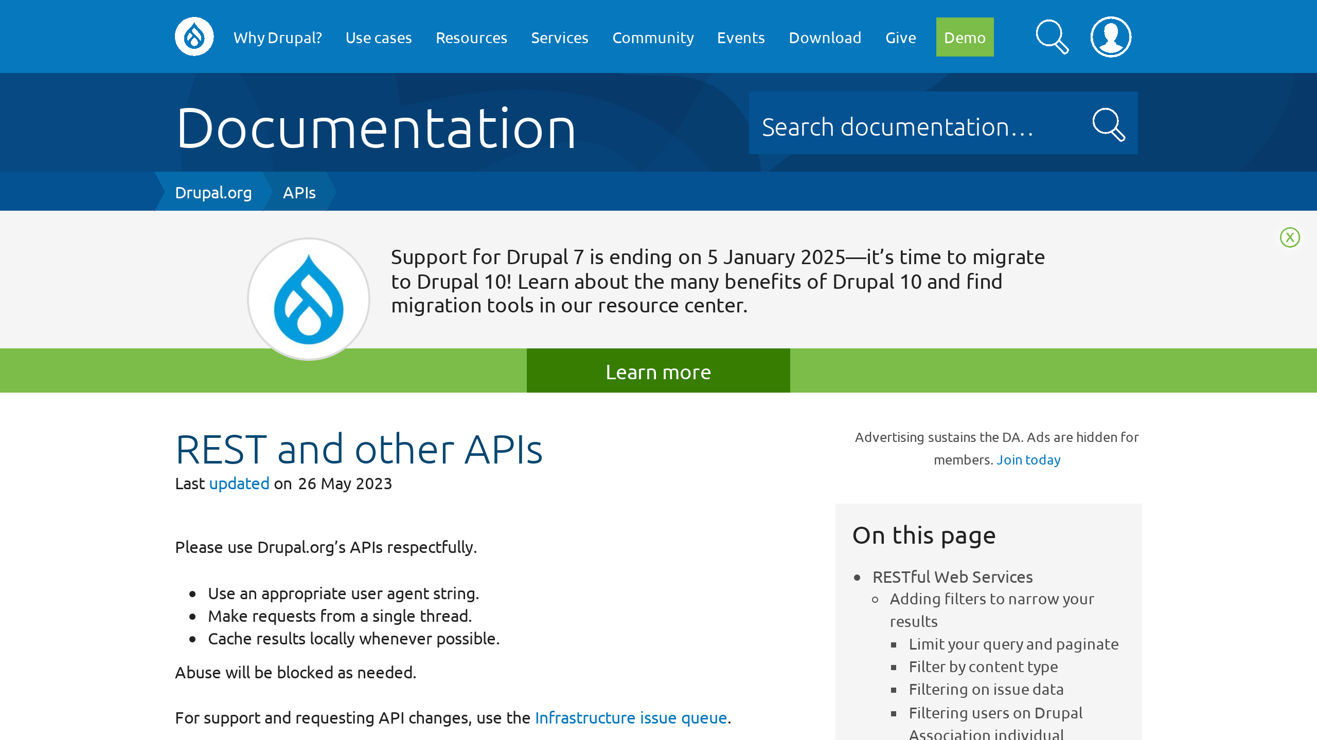 Drupal.org's website screenshot