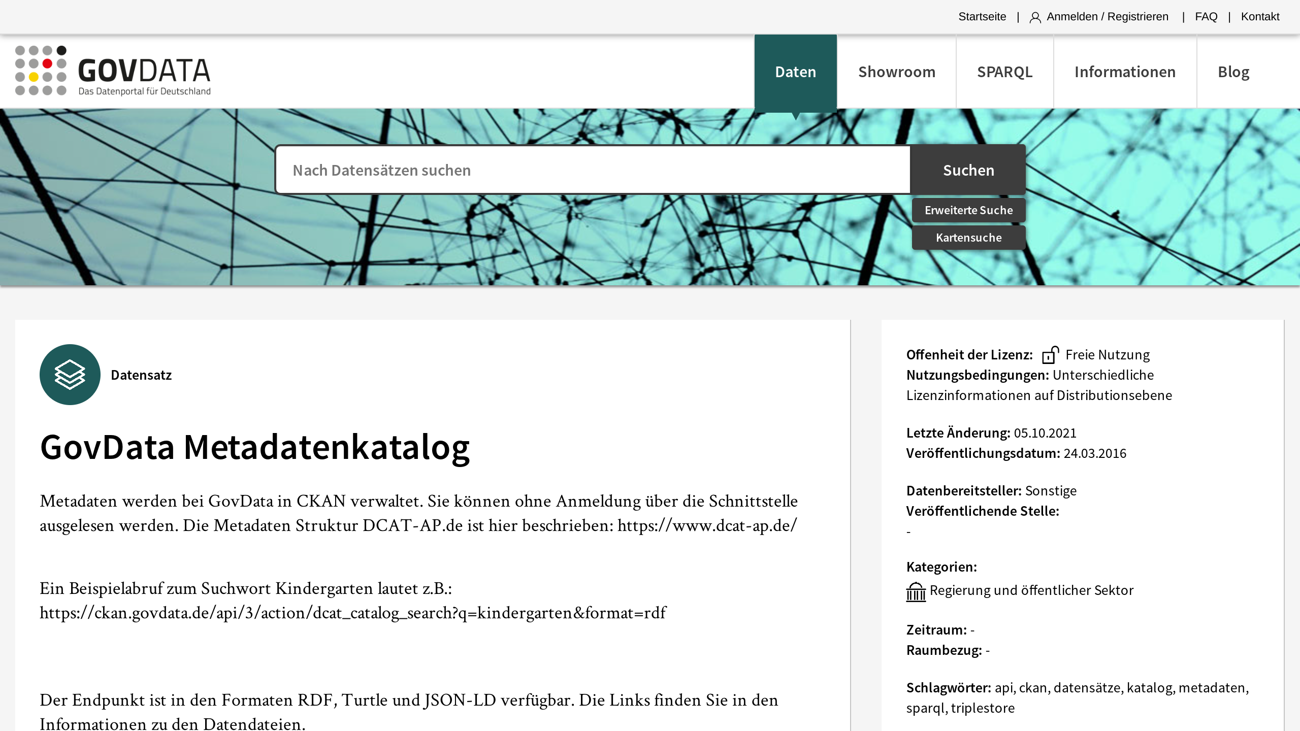 Open Government, Germany's website screenshot