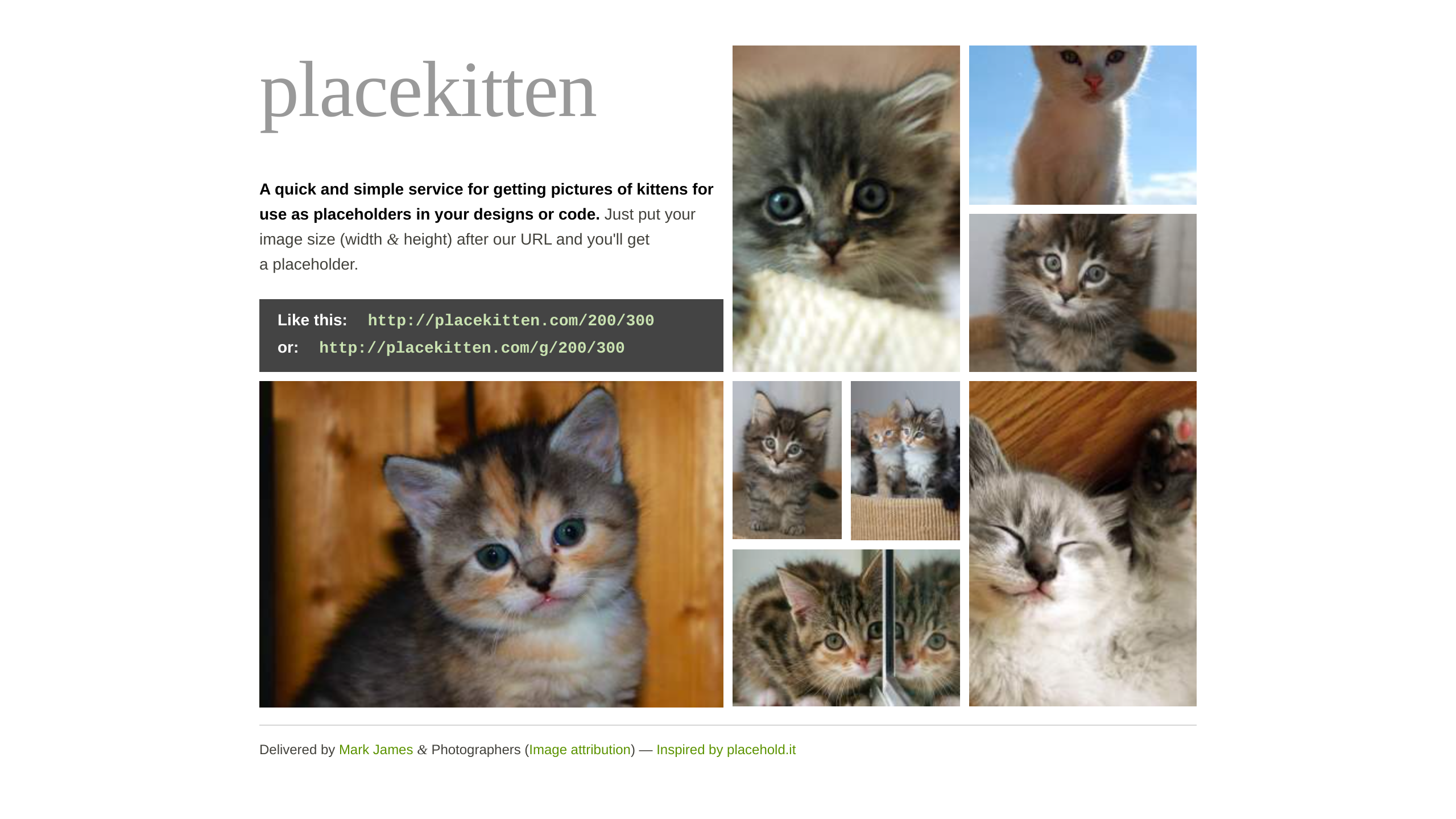 PlaceKitten's website screenshot