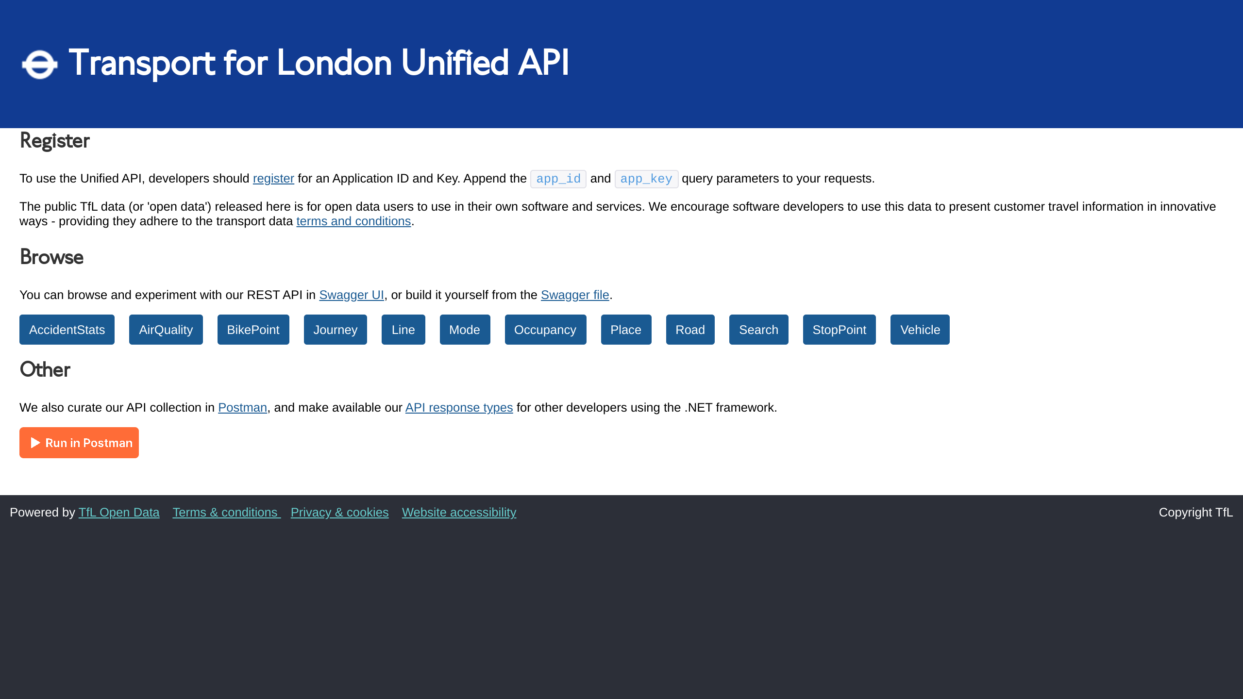 Transport for London, England's website screenshot