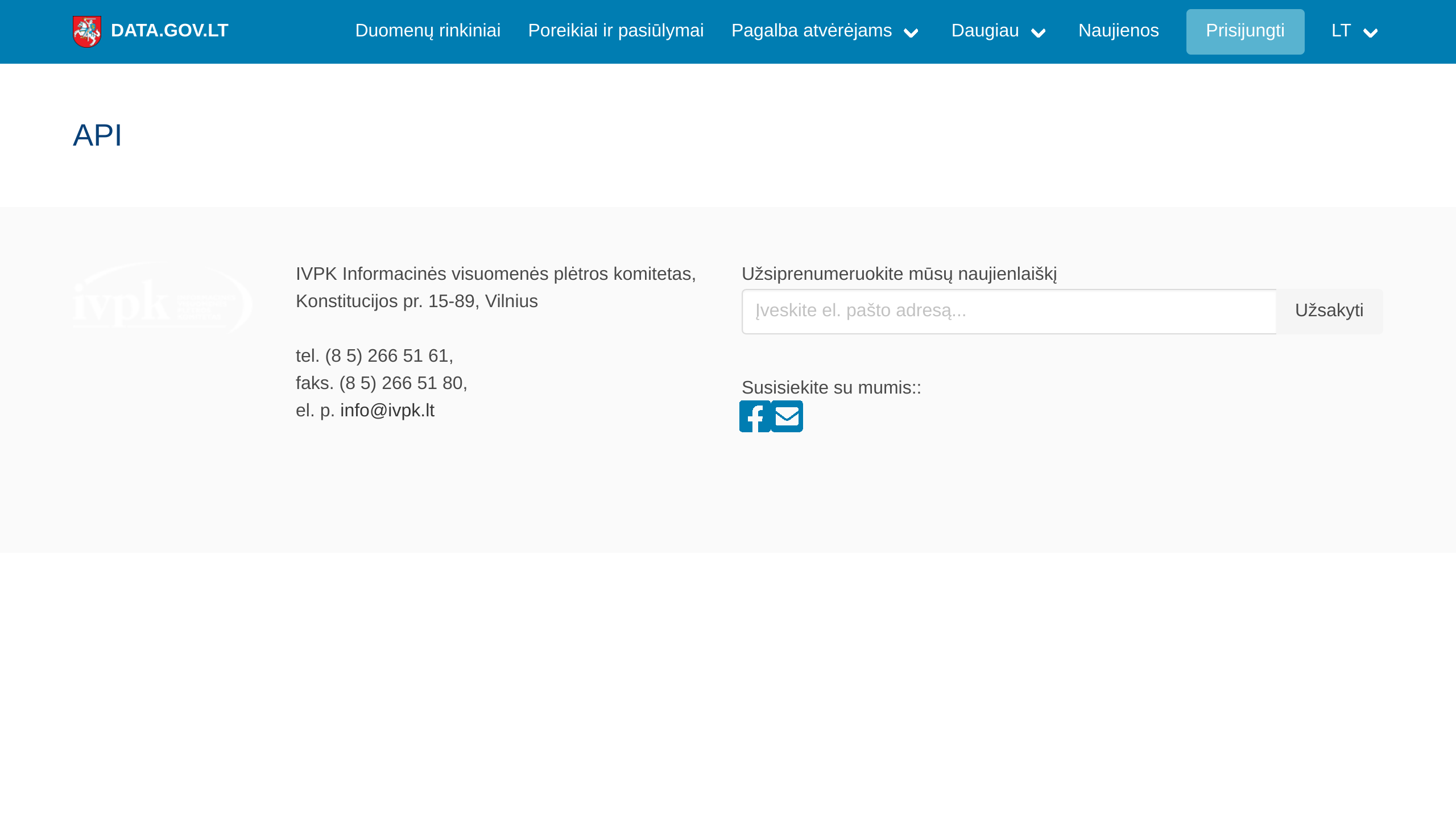 Open Government, Lithuania's website screenshot