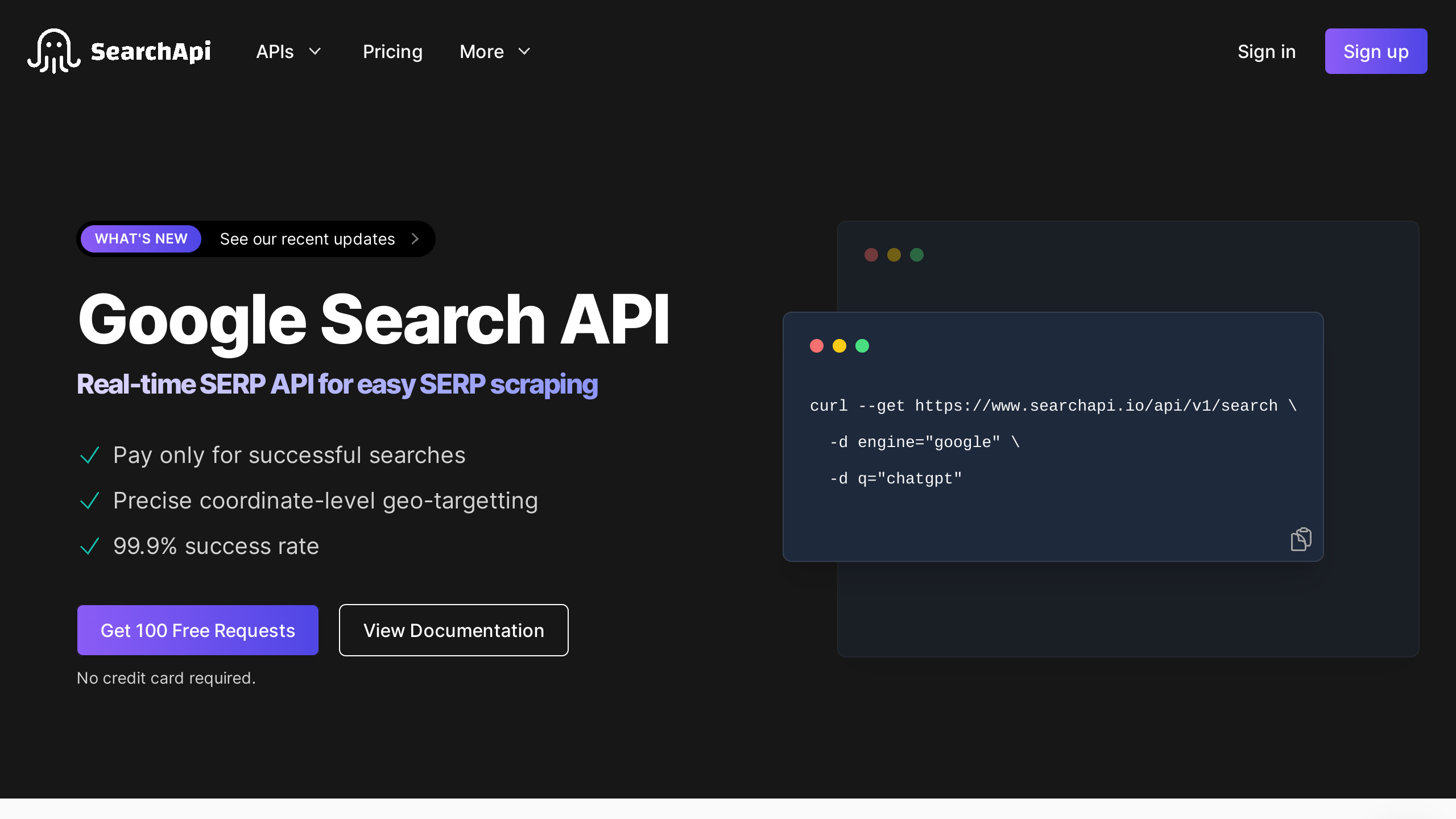 SearchApi's website screenshot