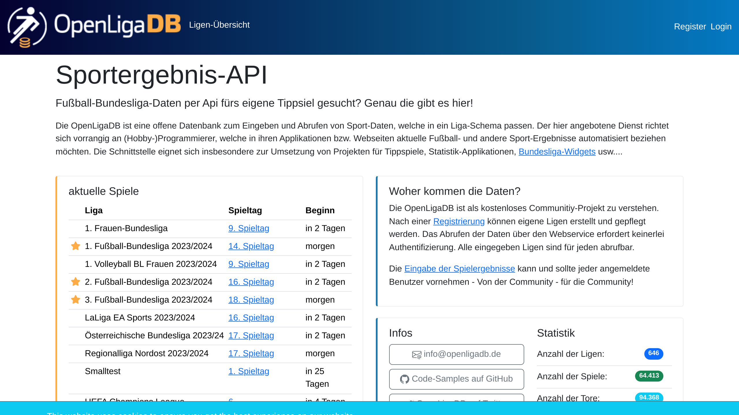OpenLigaDB's website screenshot