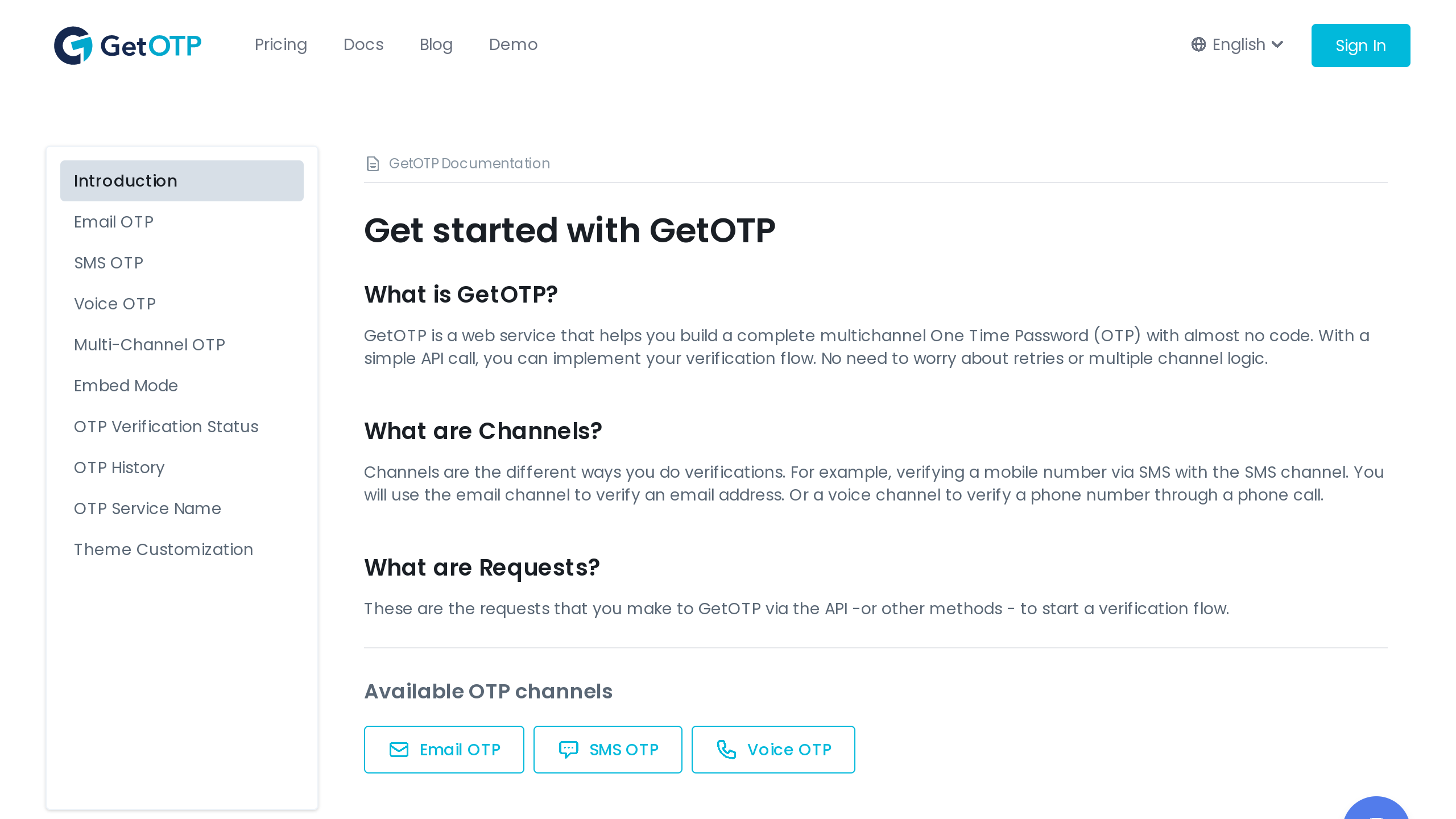 GetOTP's website screenshot