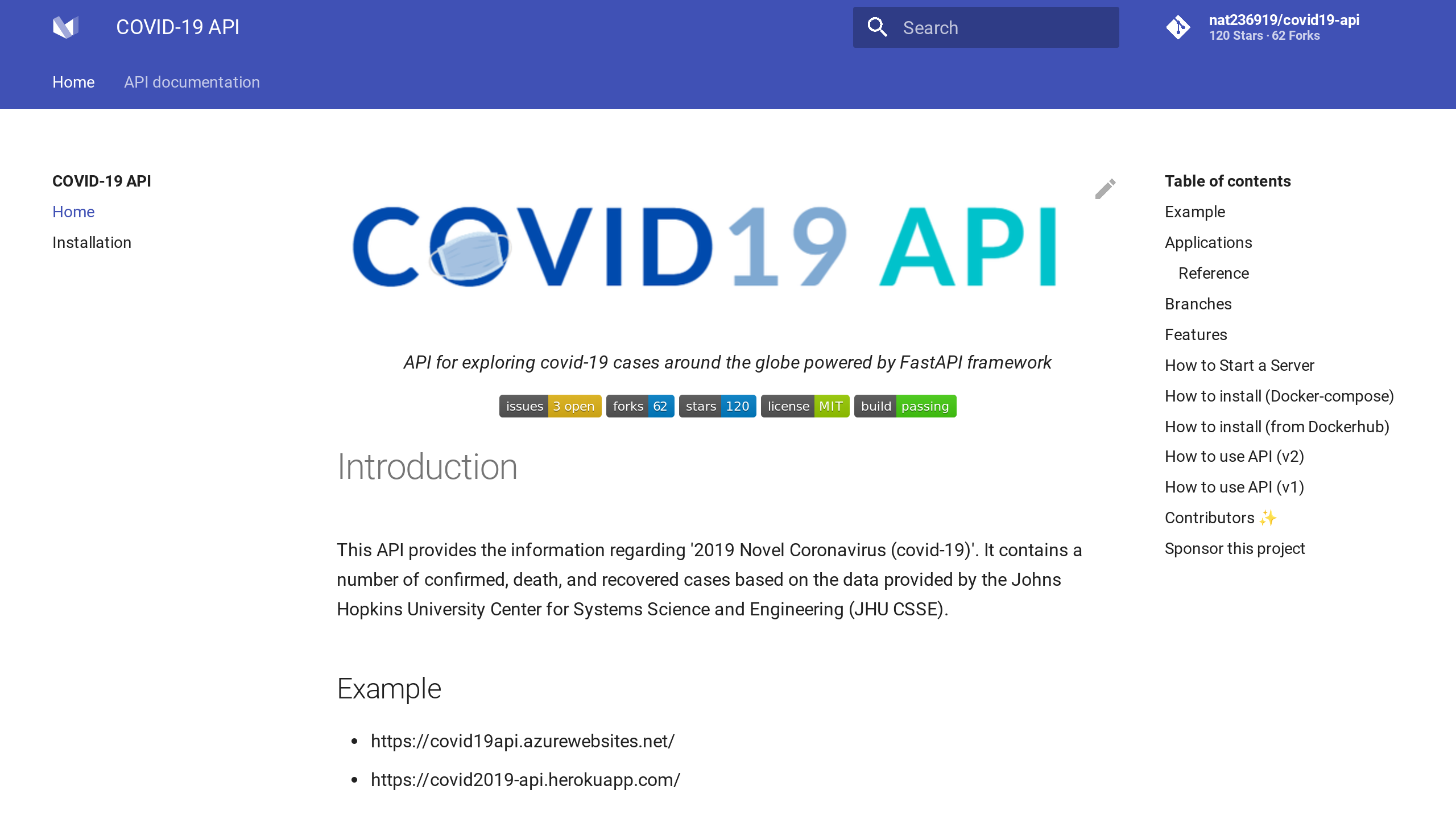 Covid-19 JHU CSSE's website screenshot