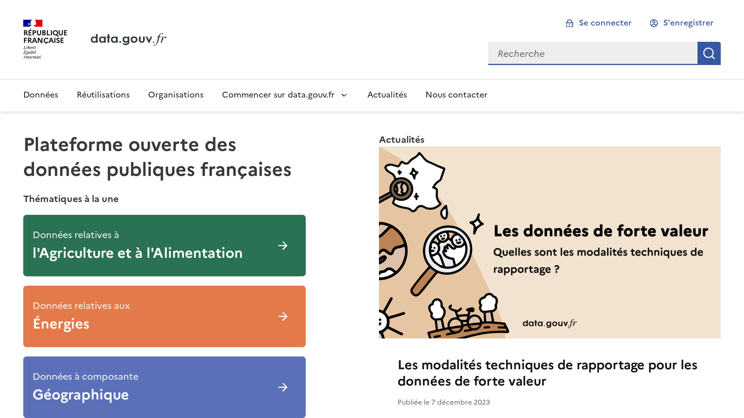 Open Government, France's website screenshot