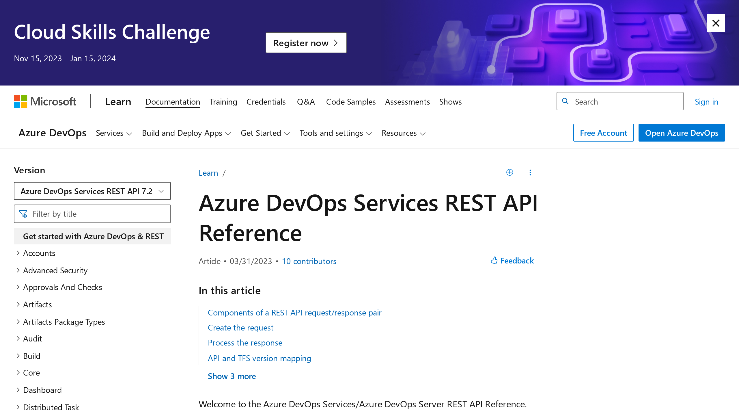 Azure DevOps's website screenshot