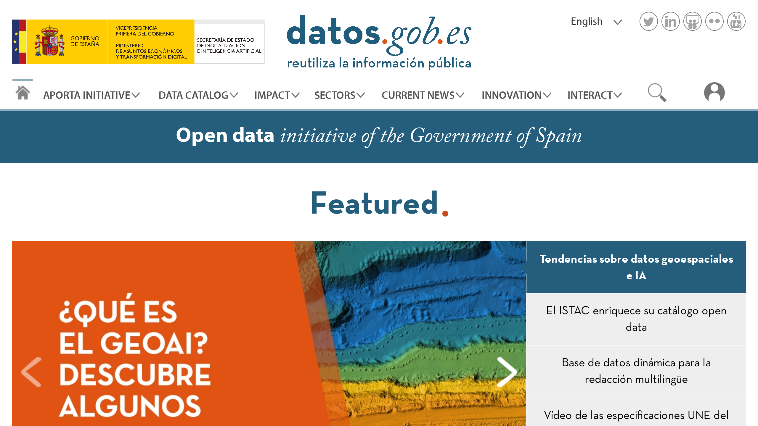 Open Government, Spain's website screenshot