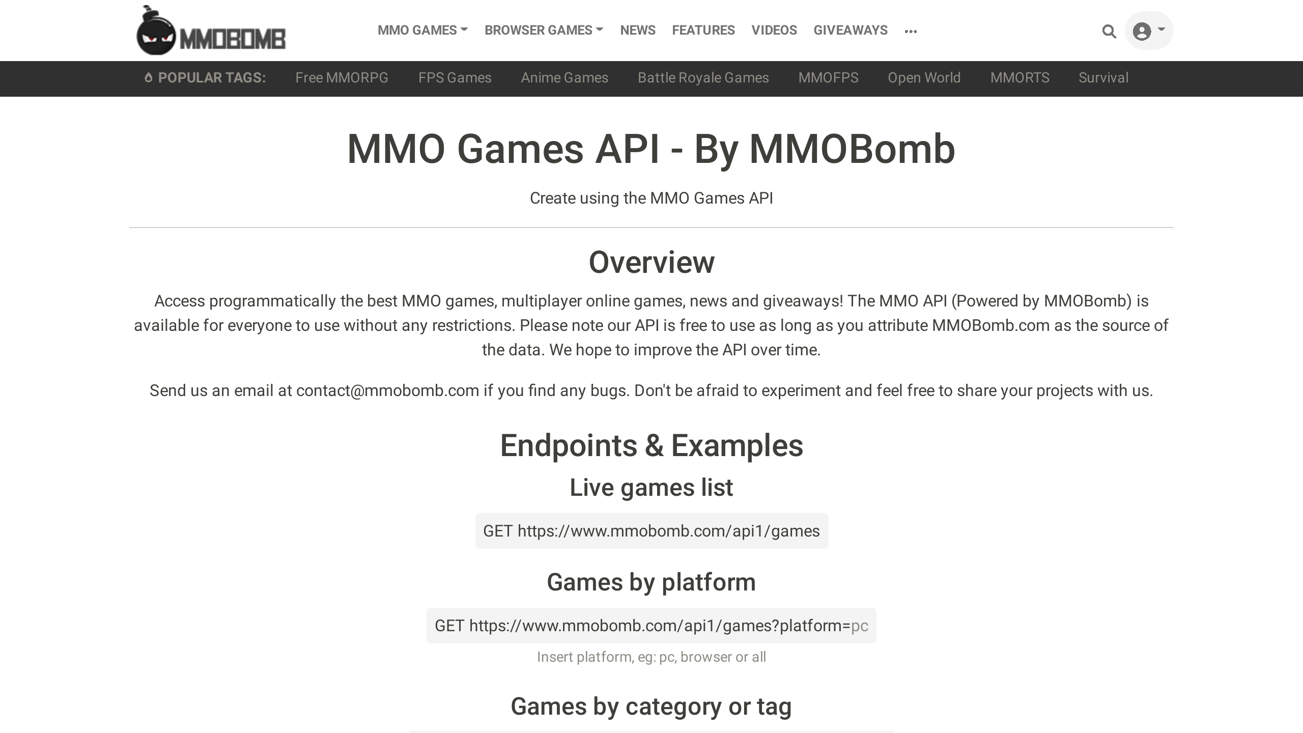 MMO Games's website screenshot