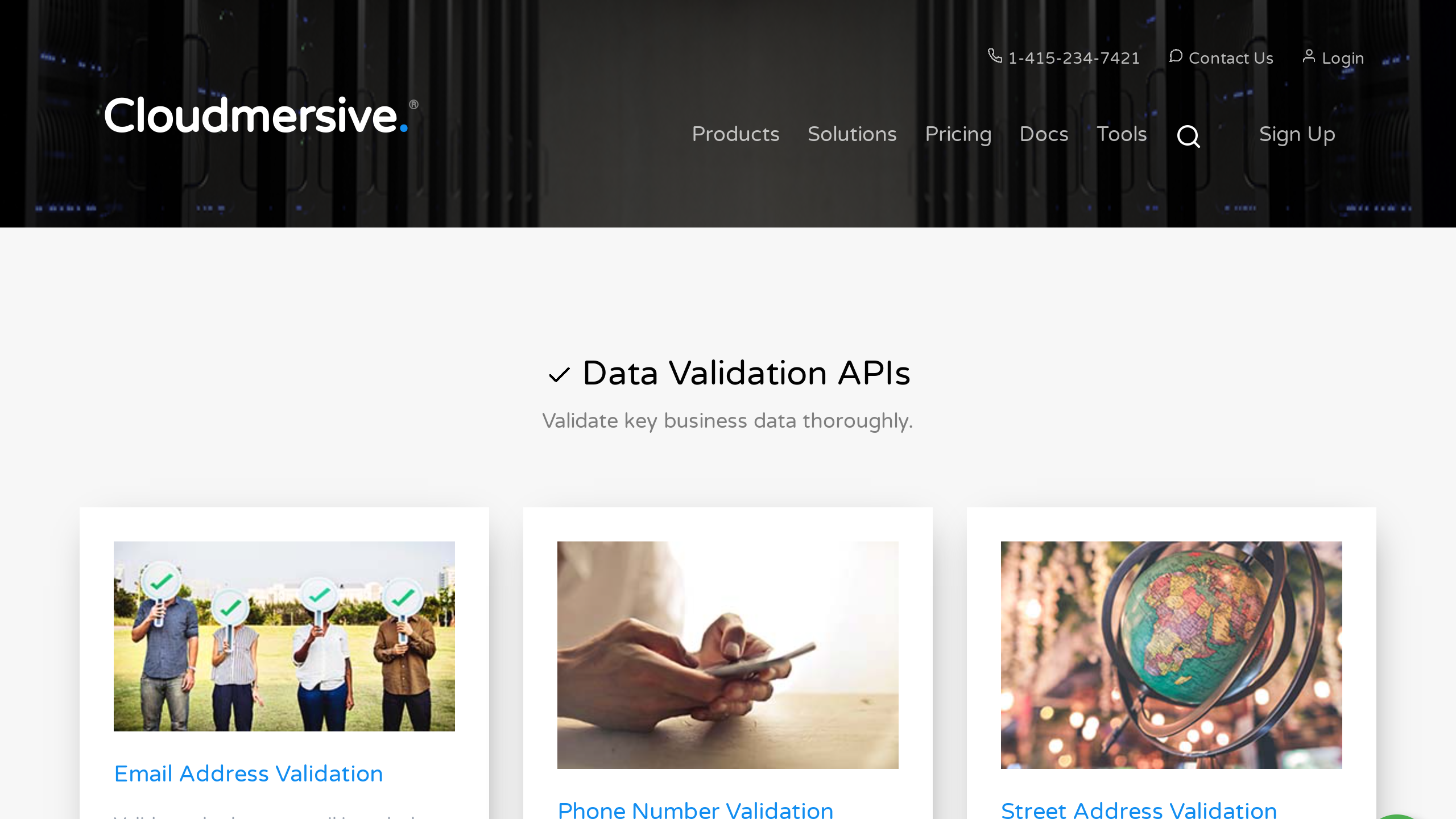 Cloudmersive Validate's website screenshot