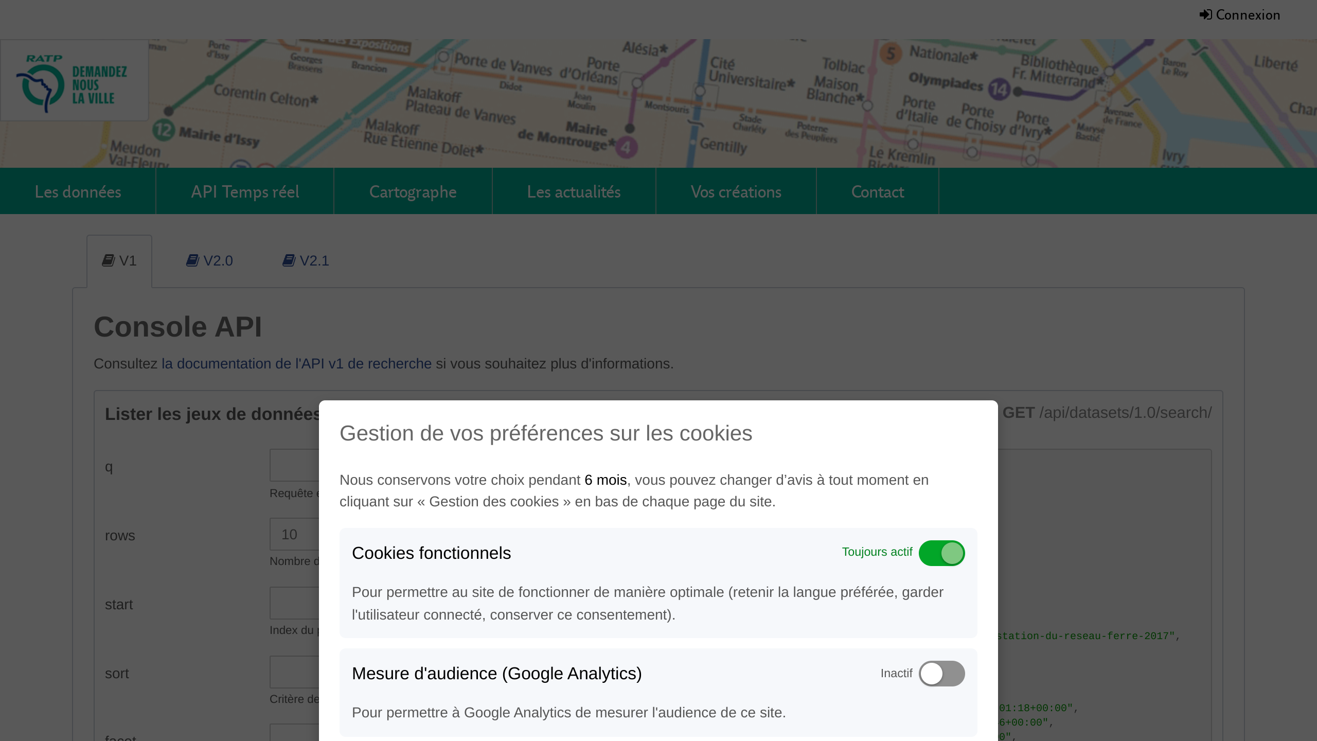 Transport for Paris, France's website screenshot