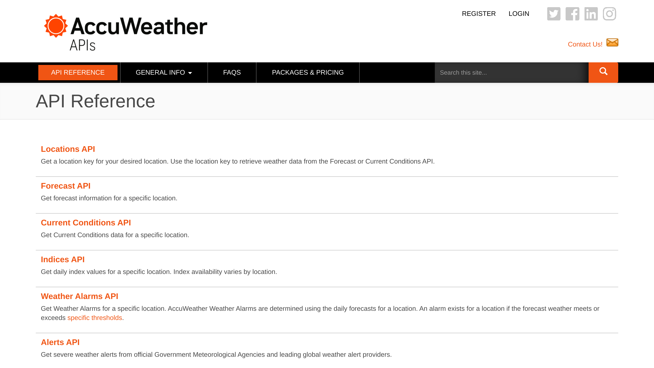 AccuWeather's website screenshot