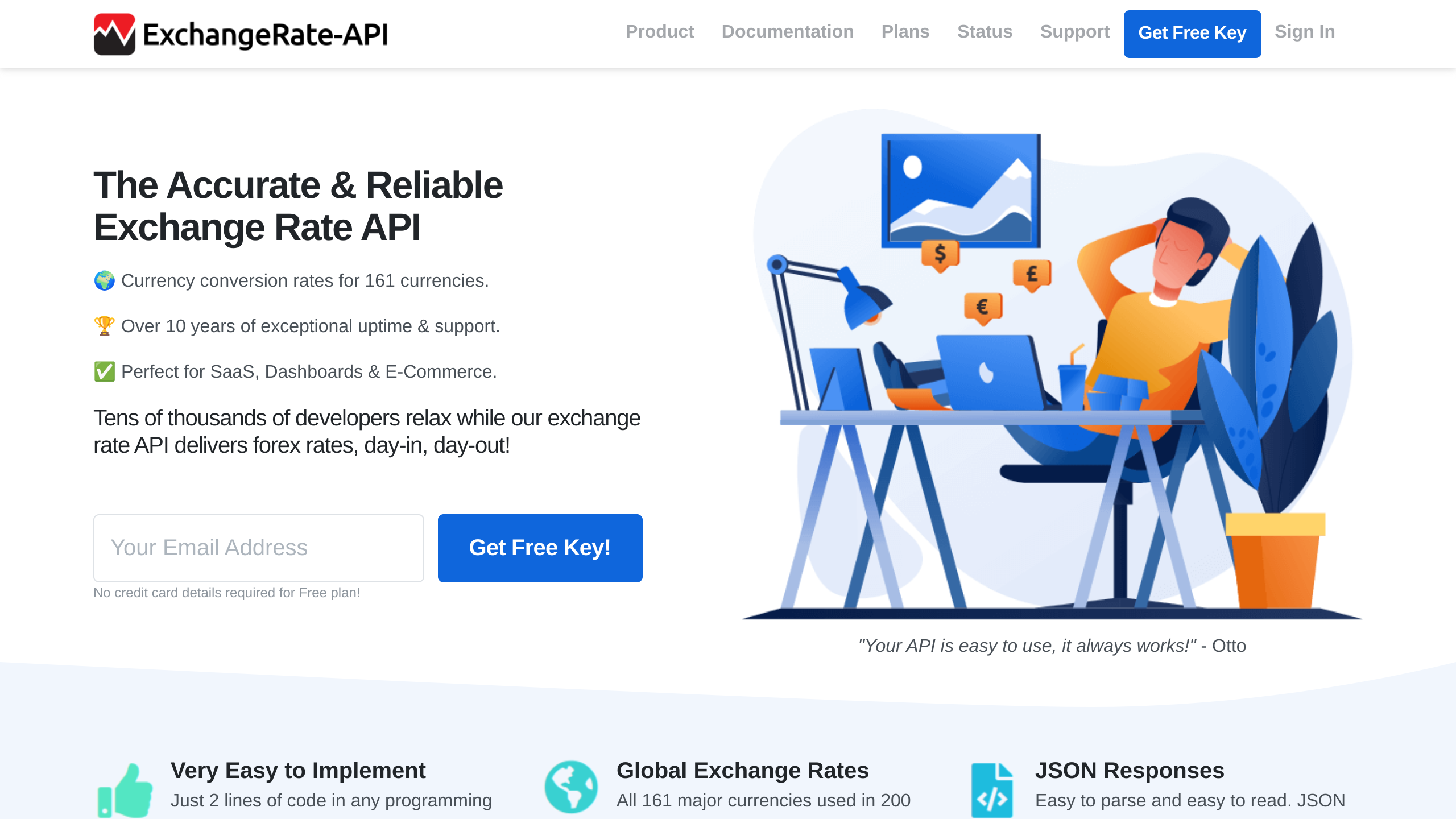 ExchangeRate-API's website screenshot