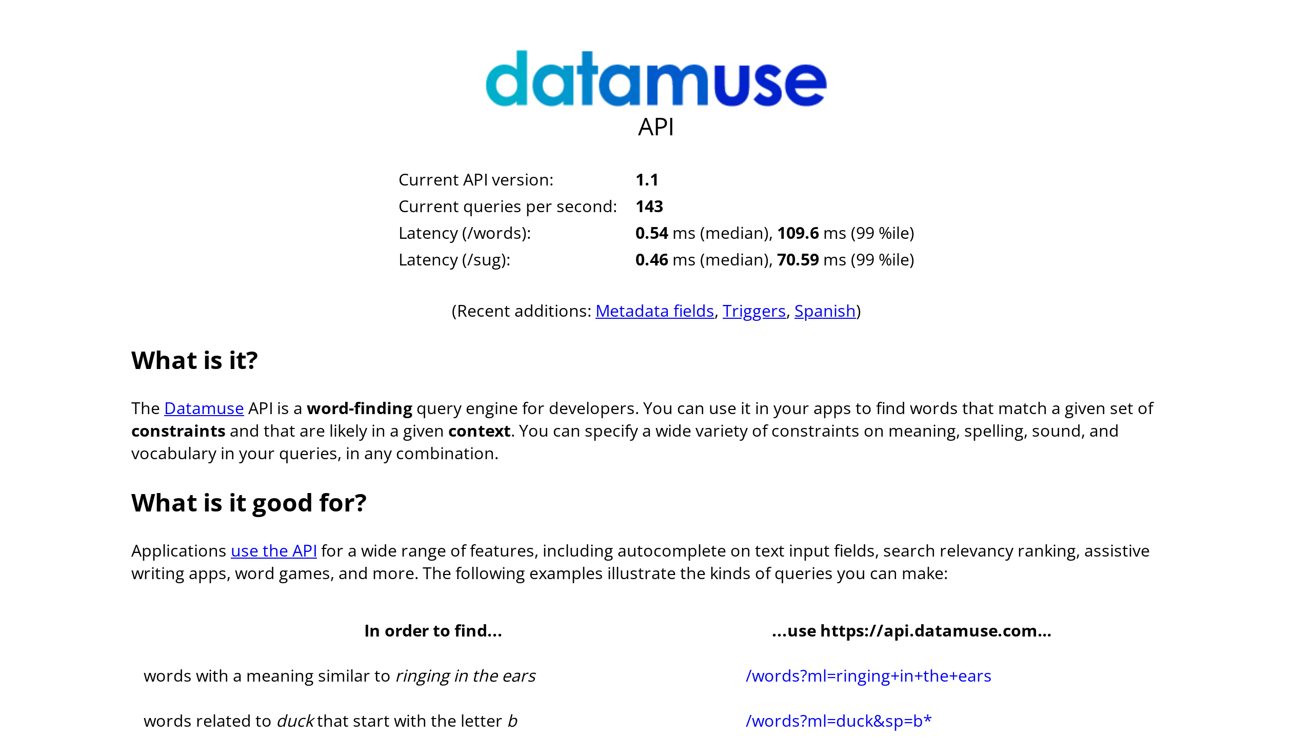 Datamuse's website screenshot