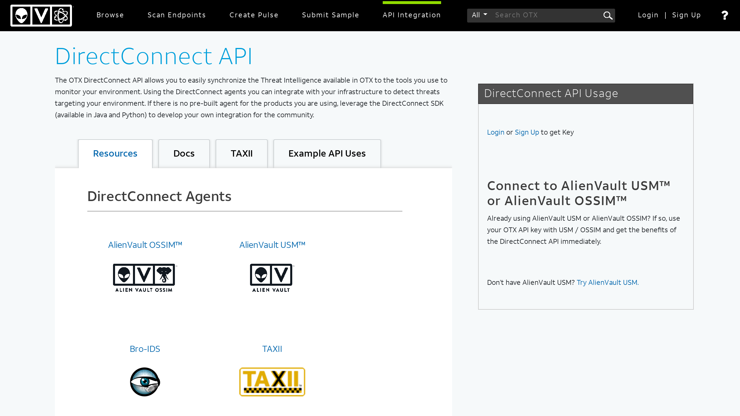 AlienVault Open Threat Exchange (OTX)'s website screenshot