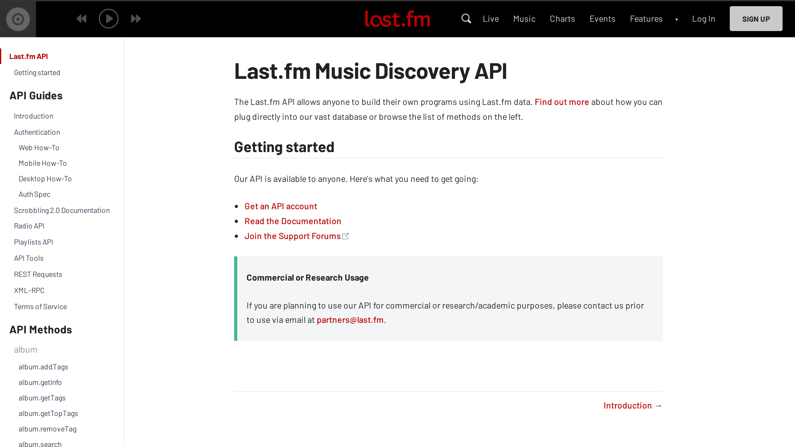 LastFm's website screenshot