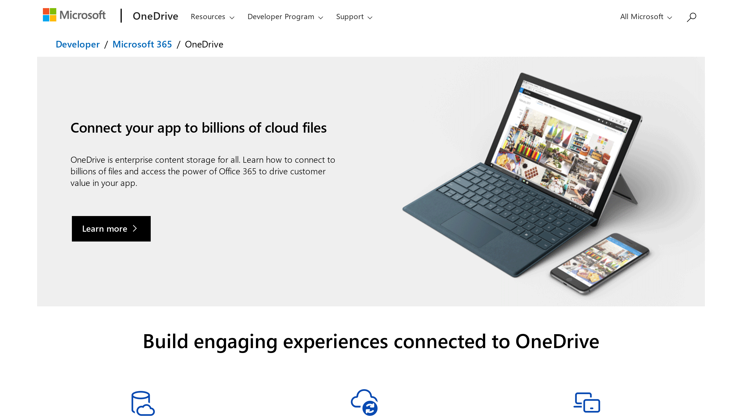OneDrive's website screenshot