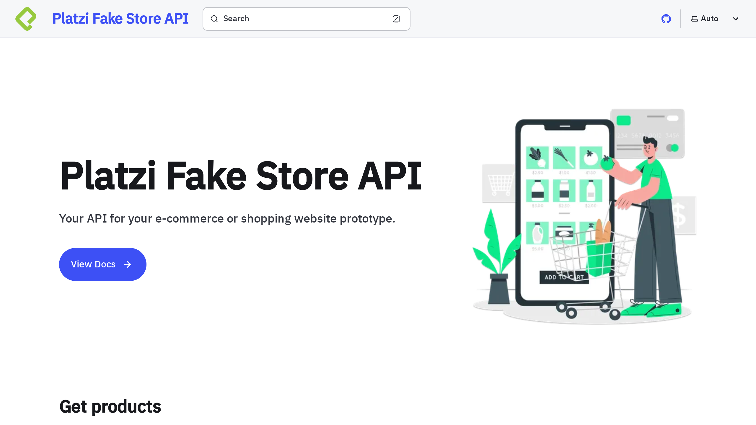 Platzi Fake Store's website screenshot