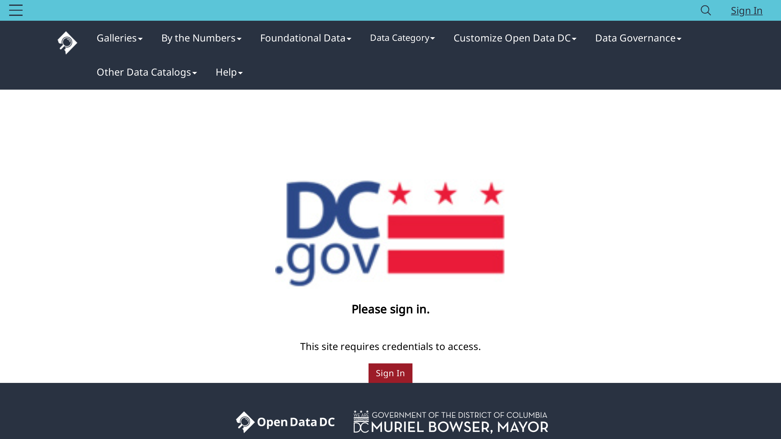 District of Columbia Open Data's website screenshot