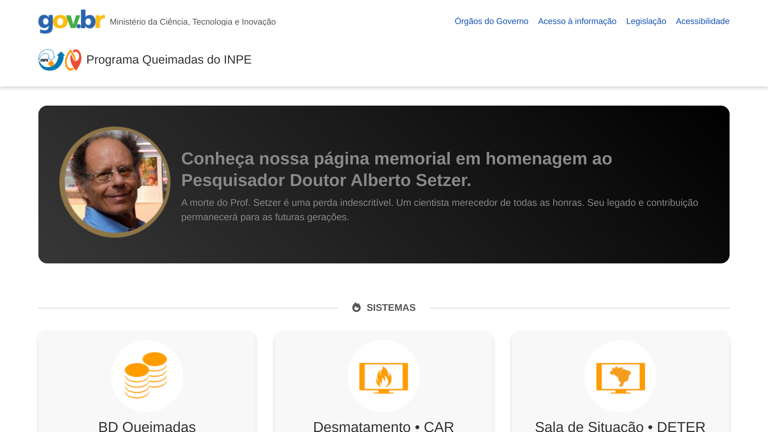 Queimadas INPE's website screenshot