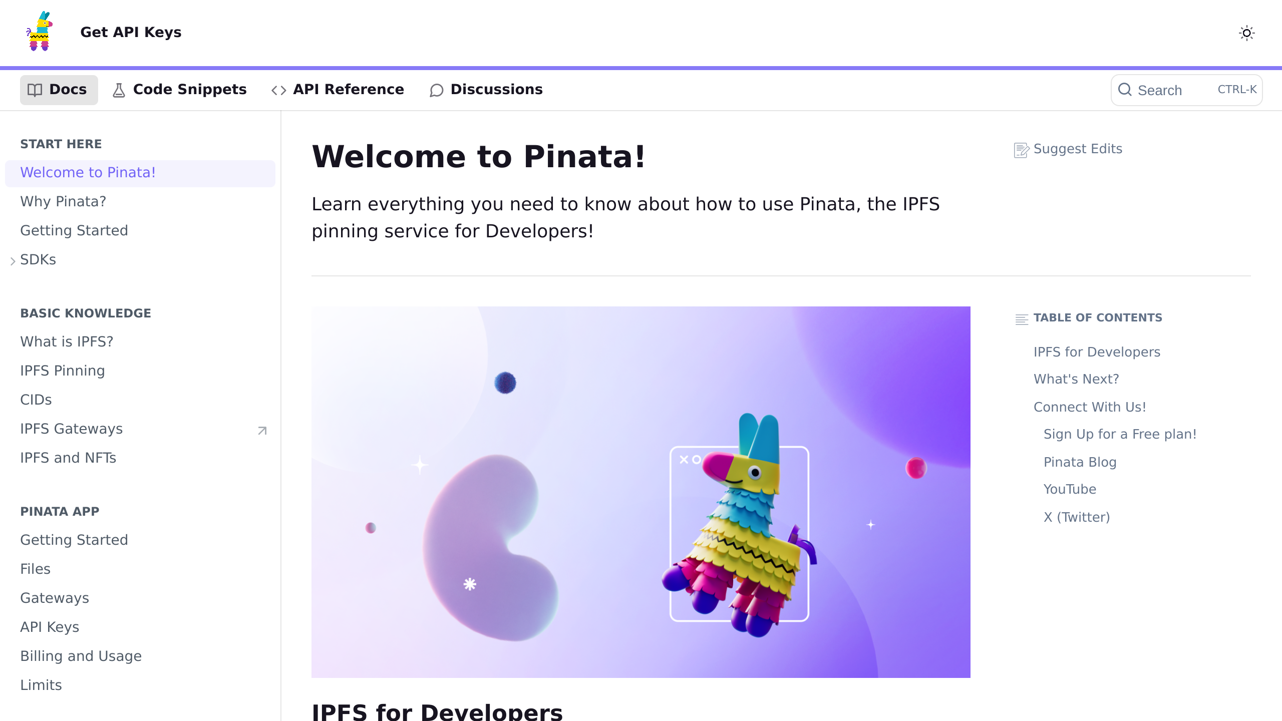 Pinata's website screenshot