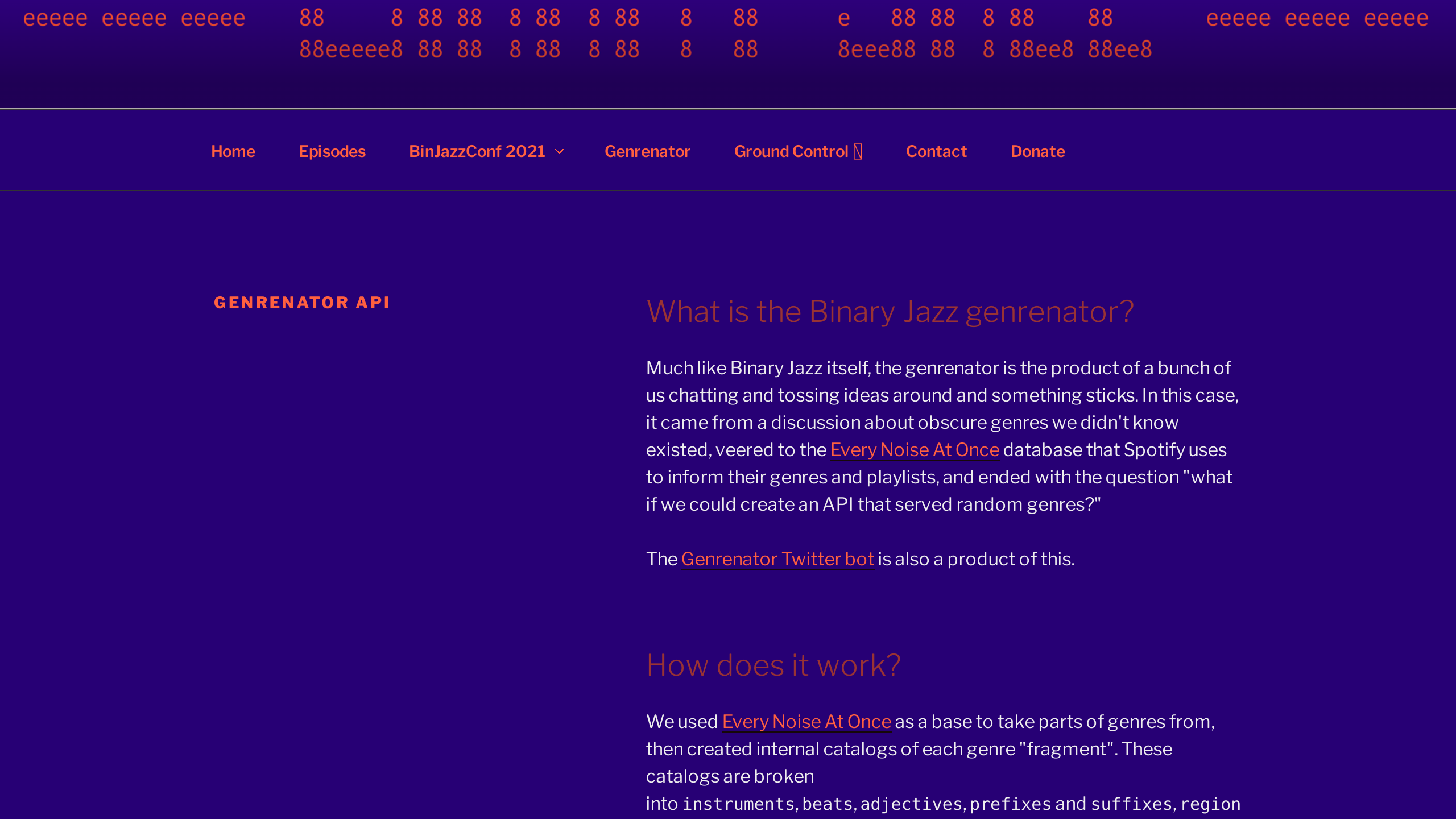 Genrenator's website screenshot