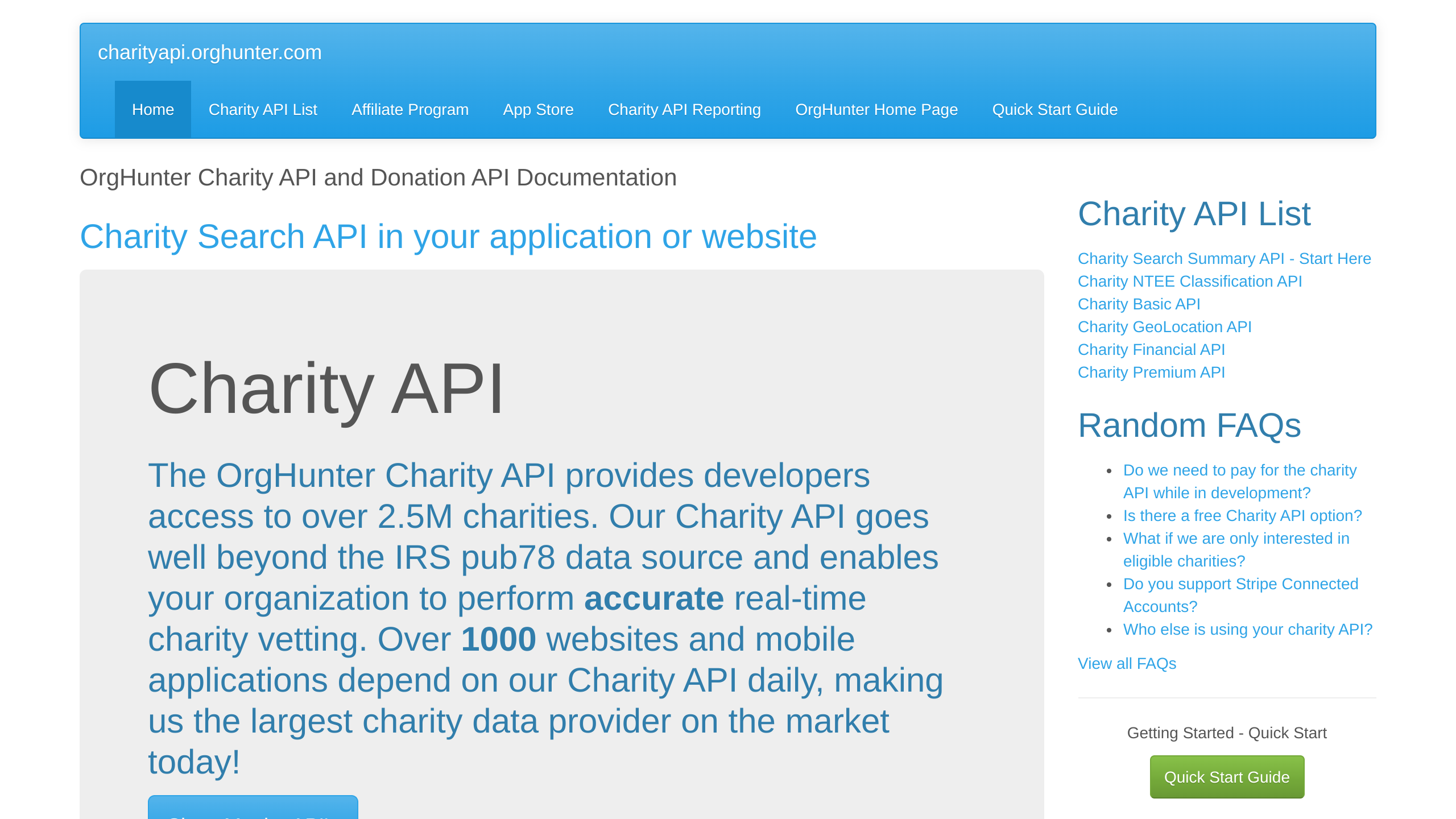 Charity Search's website screenshot