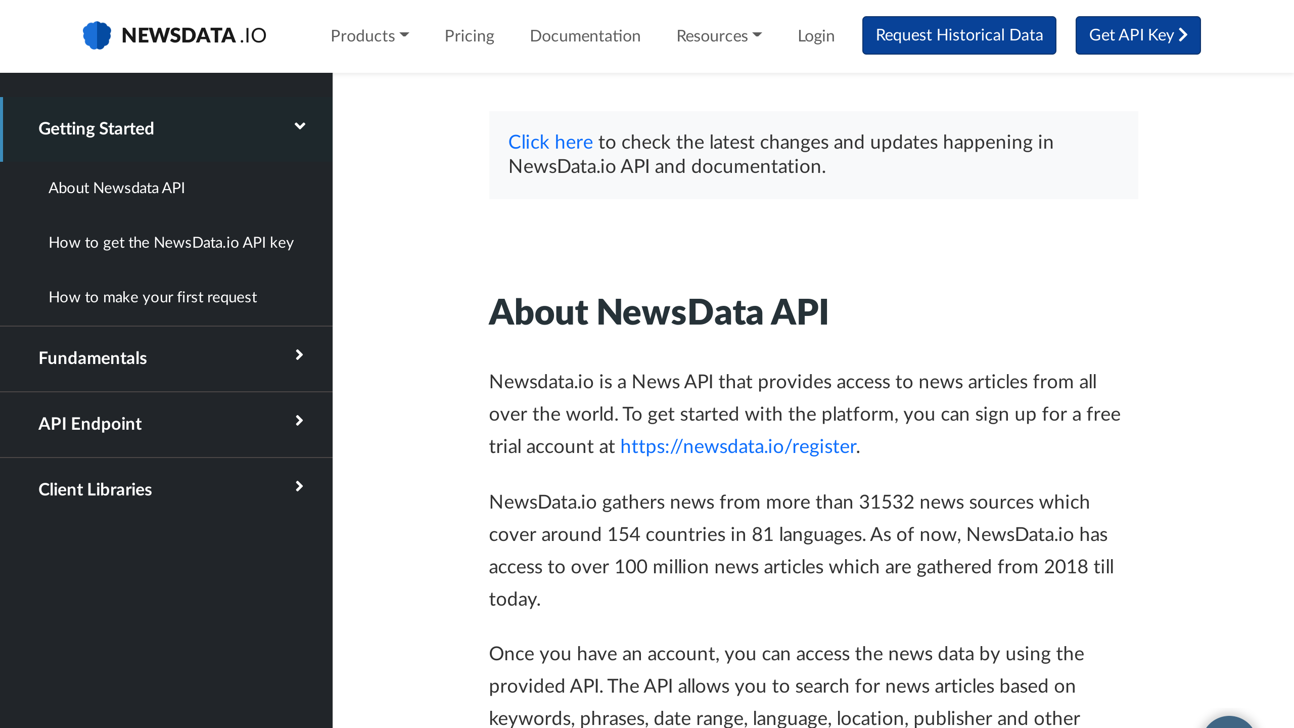 NewsData's website screenshot