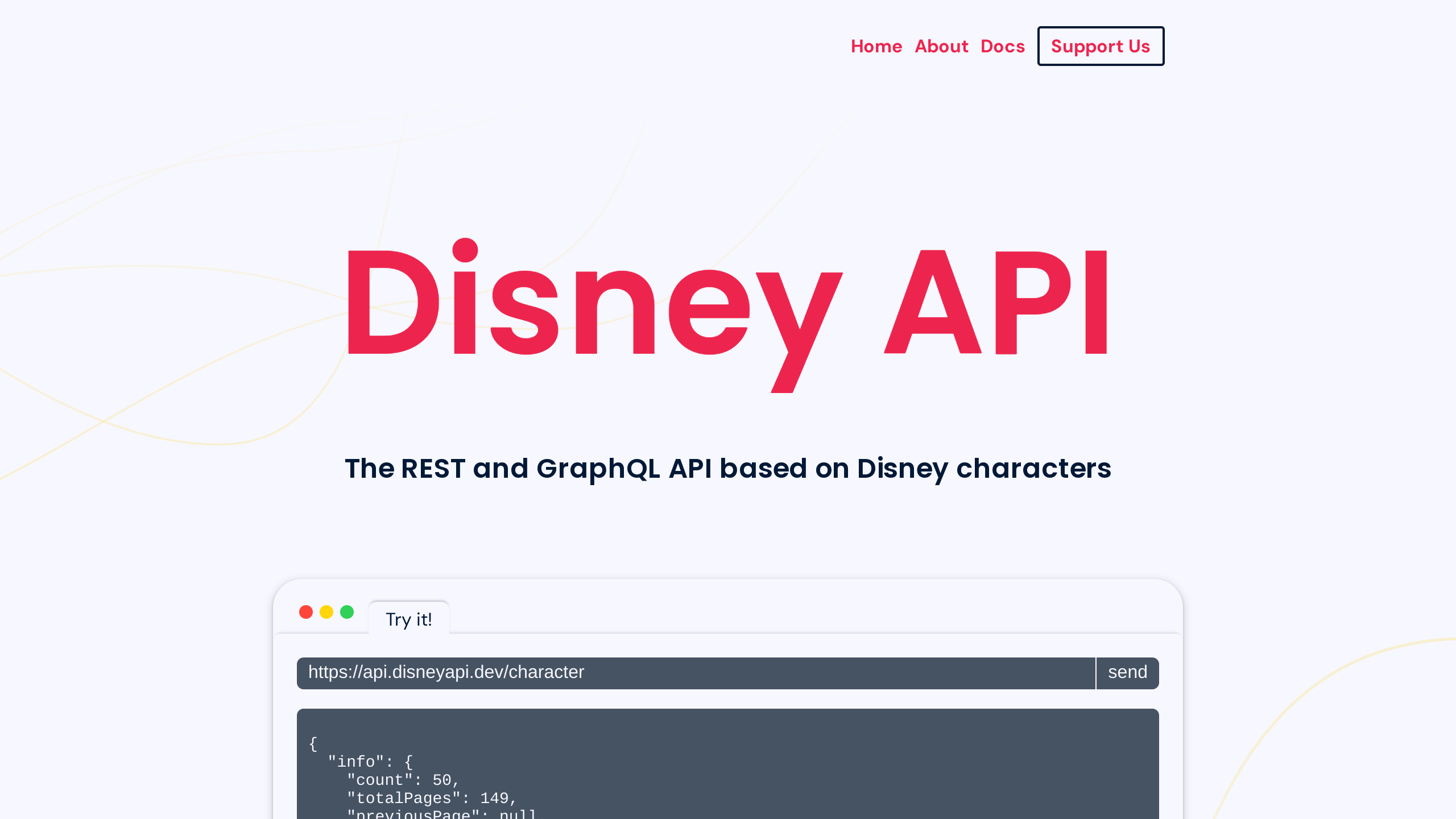 Disney's website screenshot
