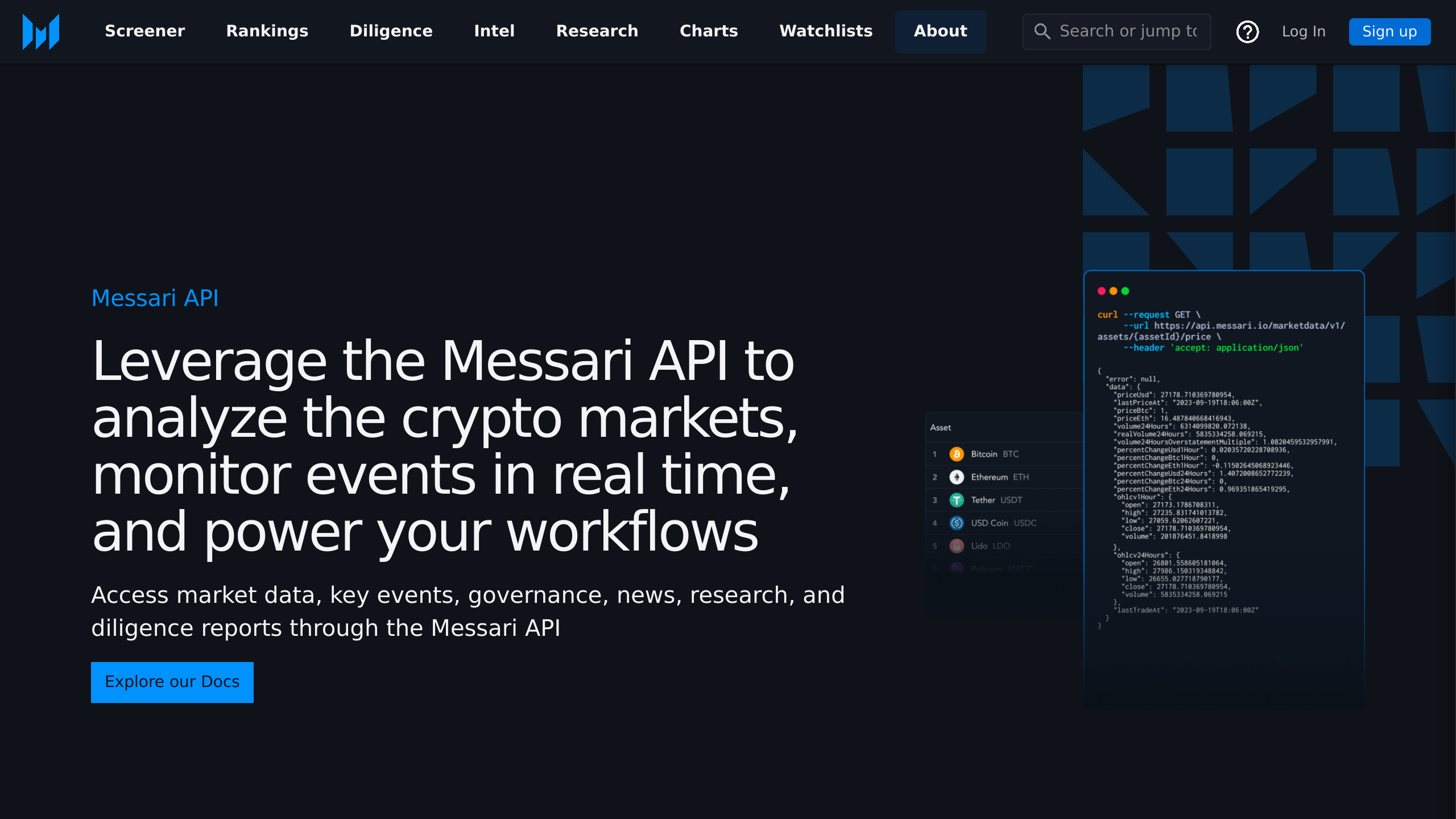 Messari's website screenshot