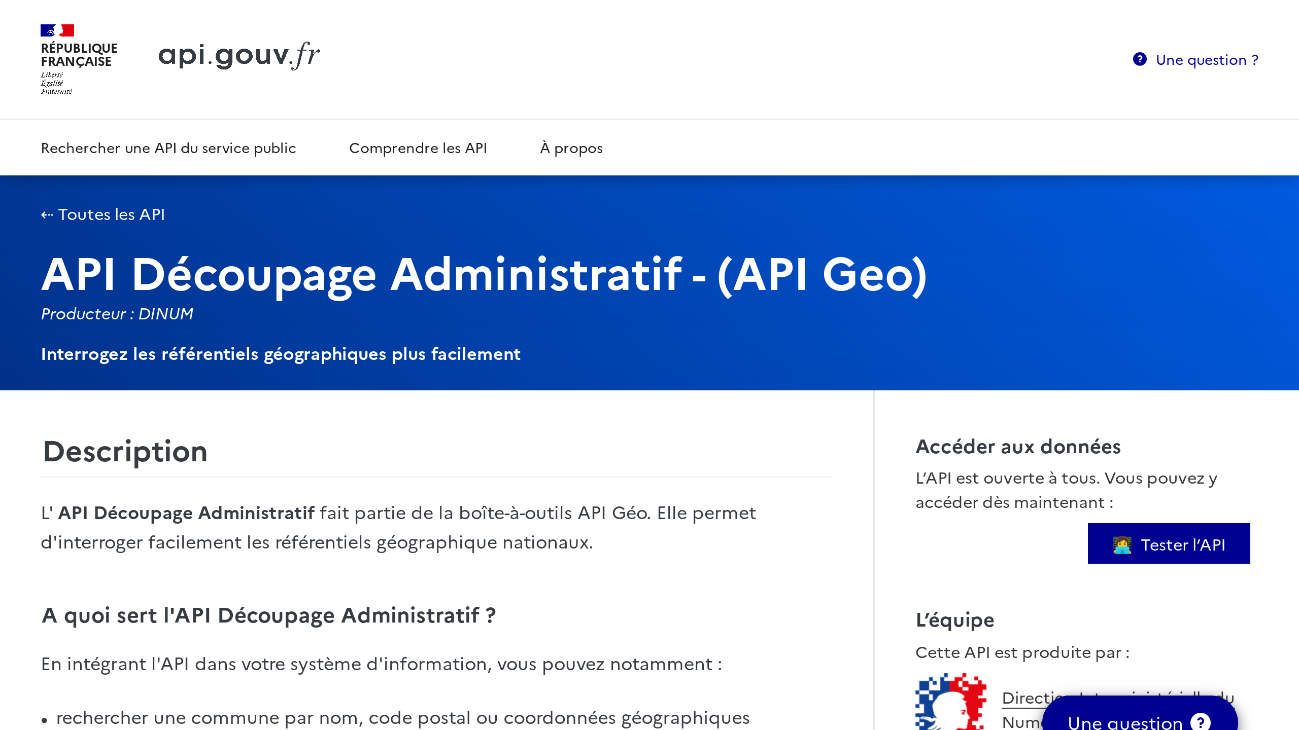 GeoApi's website screenshot