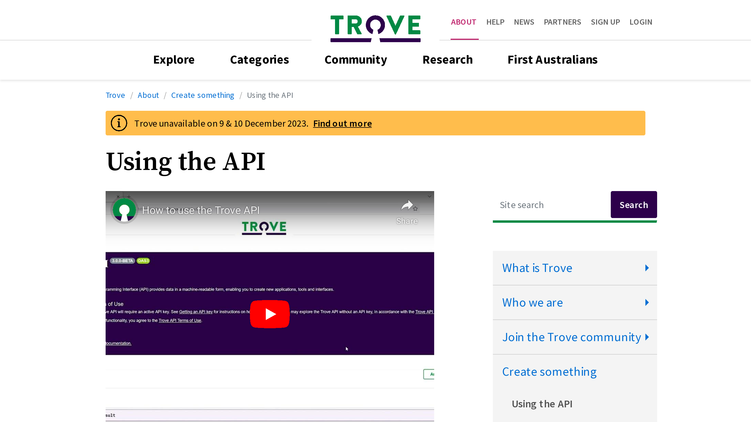 Trove's website screenshot