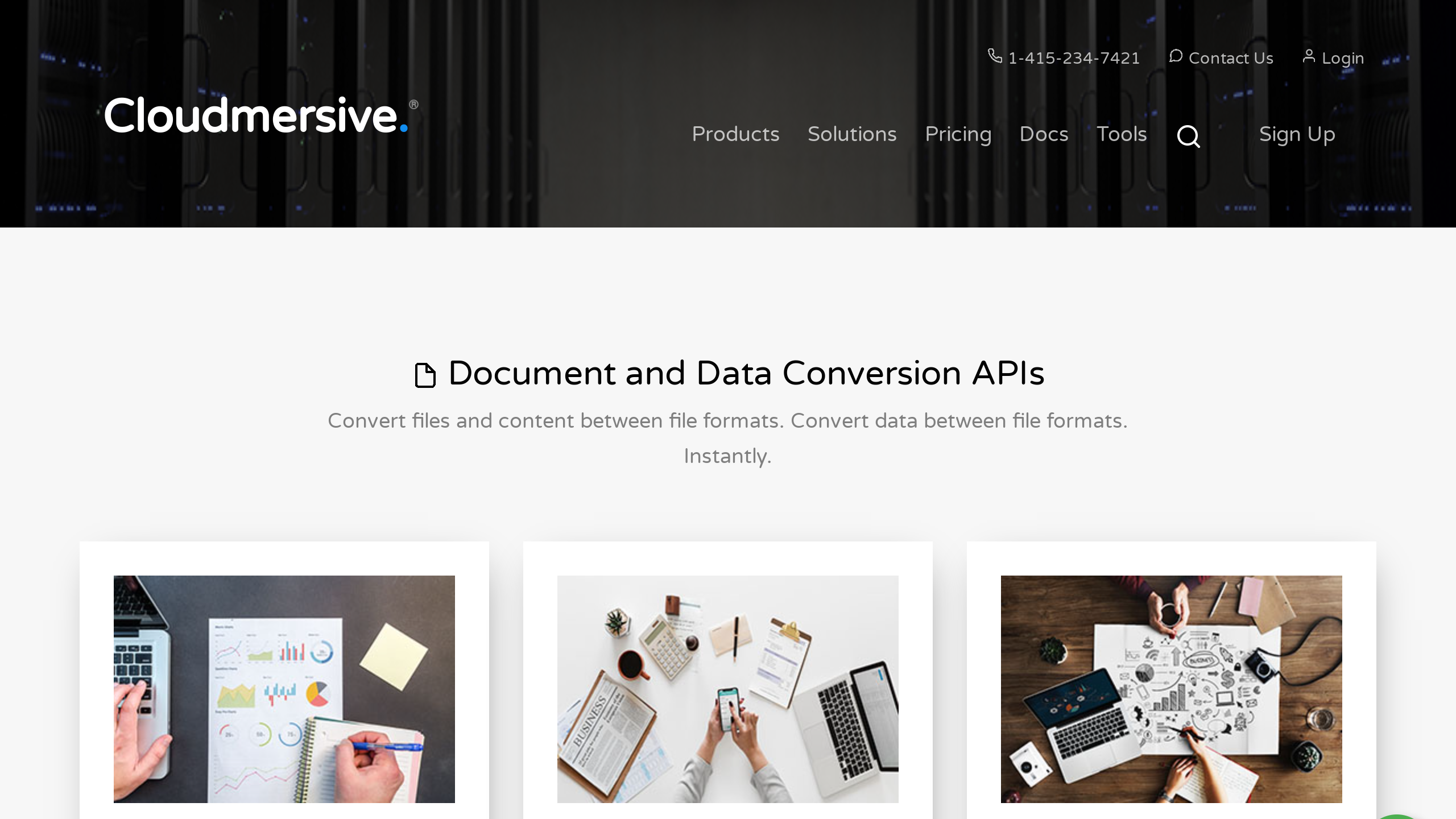 Cloudmersive Document and Data Conversion's website screenshot