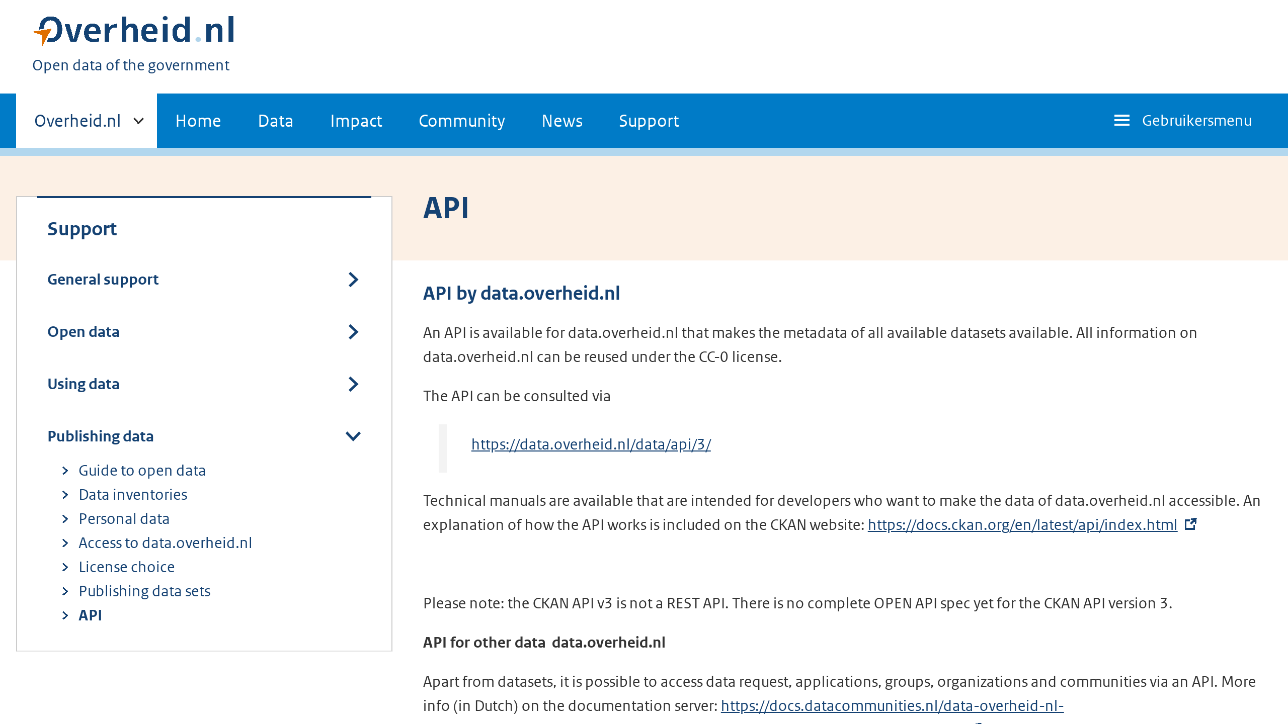Open Government, Netherlands's website screenshot