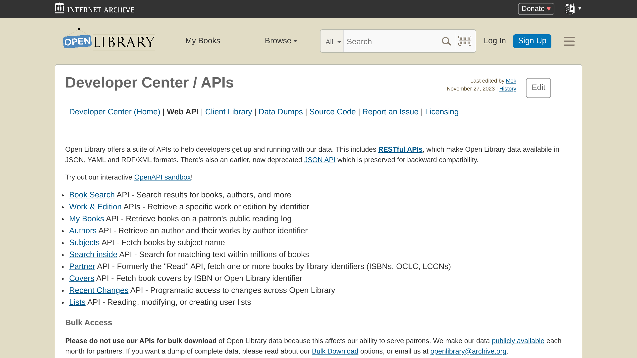 Open Library's website screenshot