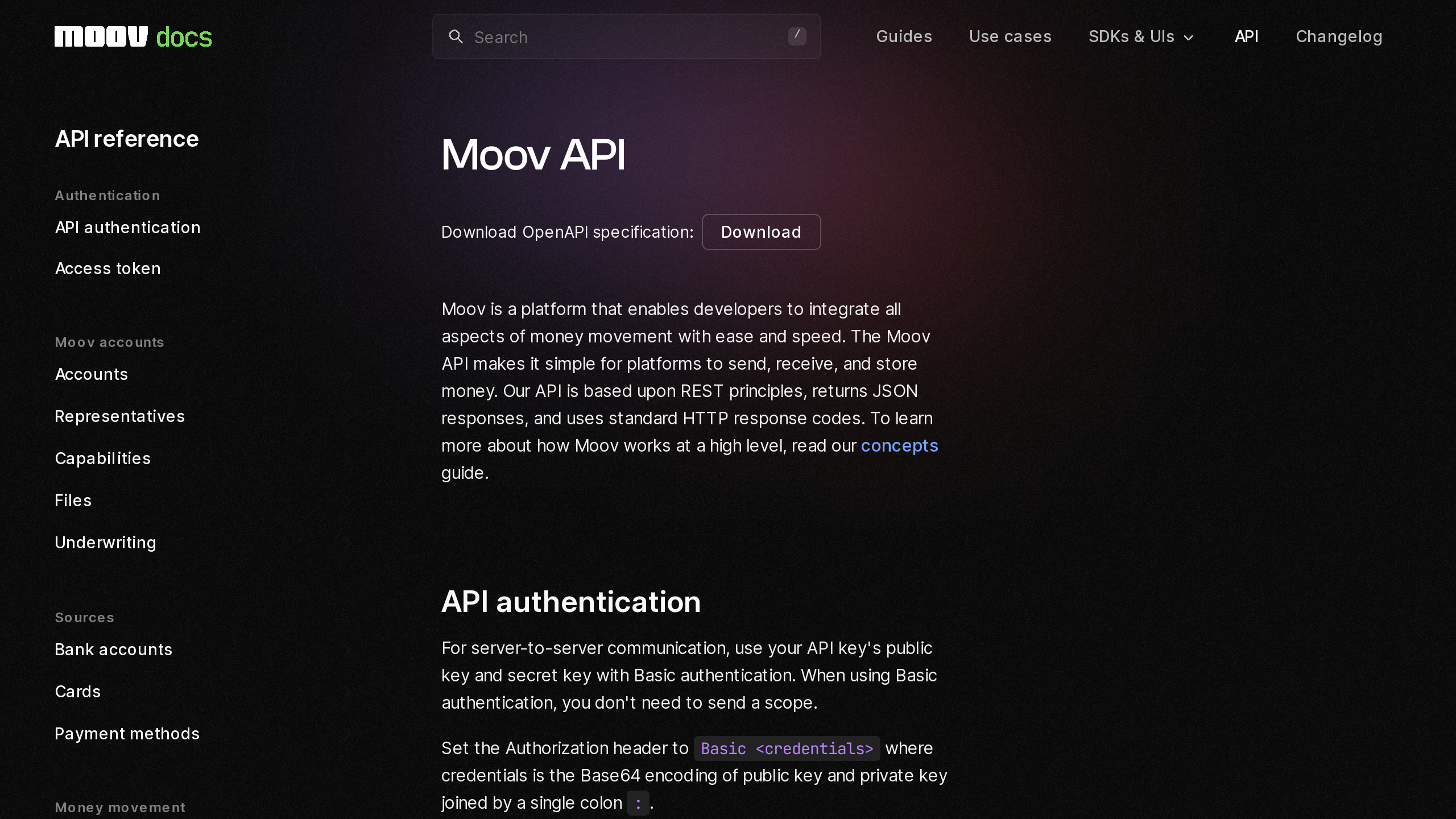 Moov's website screenshot