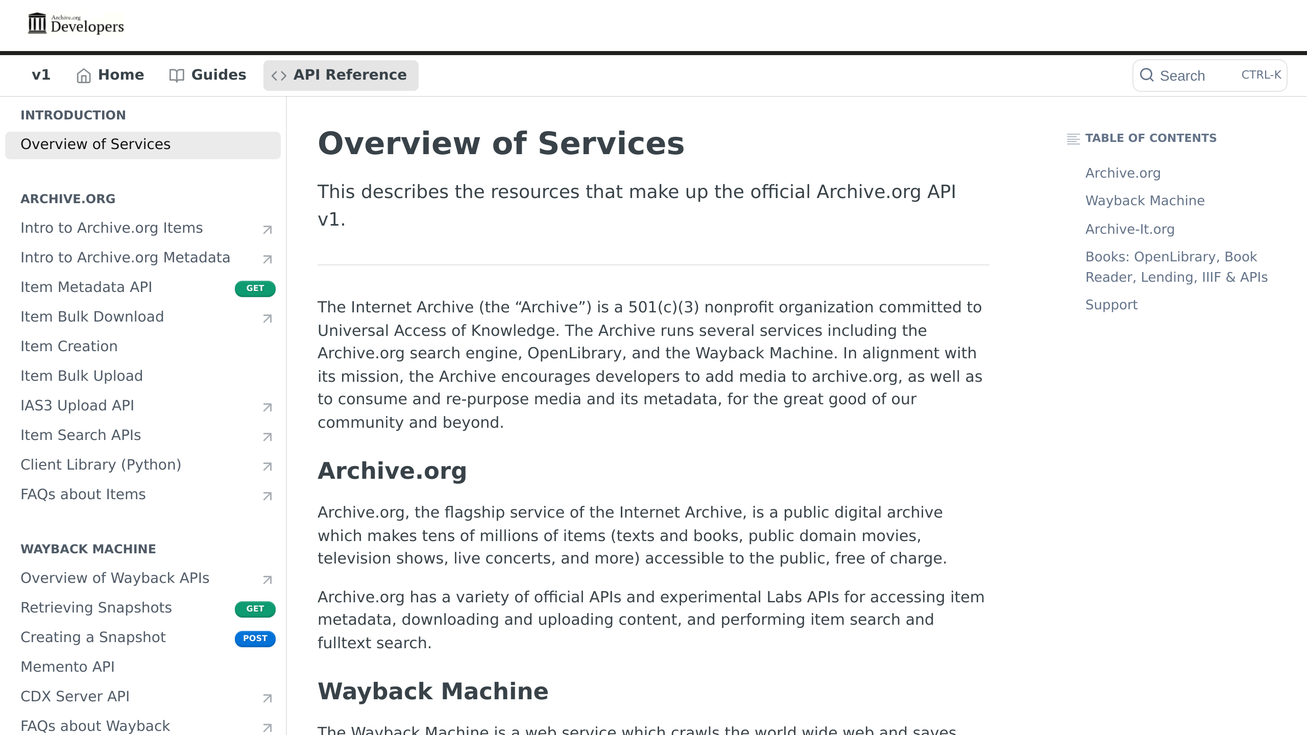 Archive.org's website screenshot