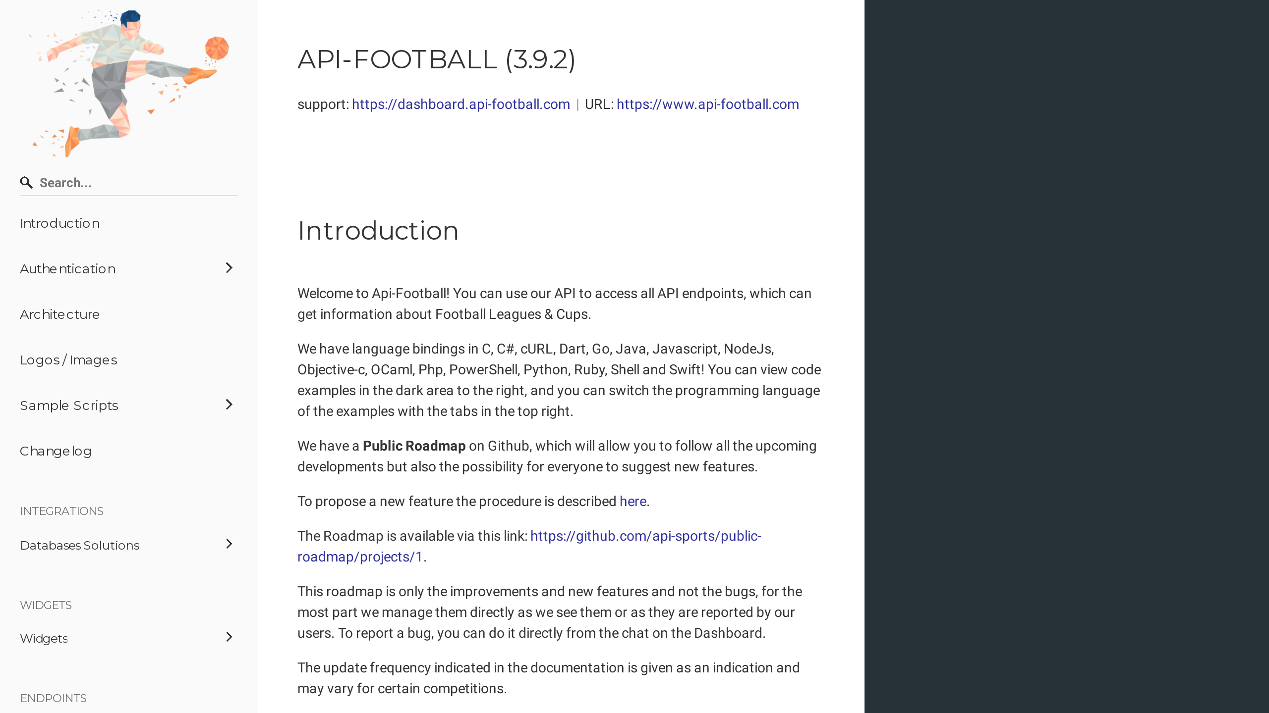 API-FOOTBALL's website screenshot