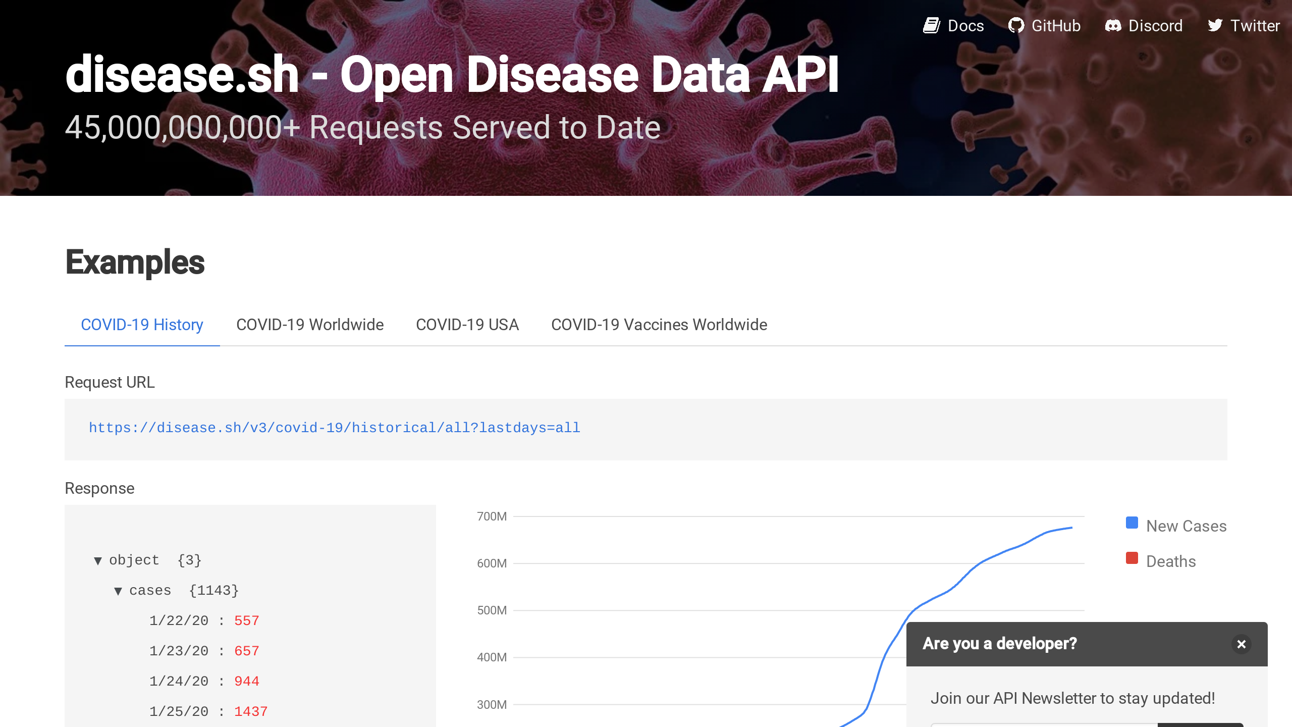 Open Disease's website screenshot