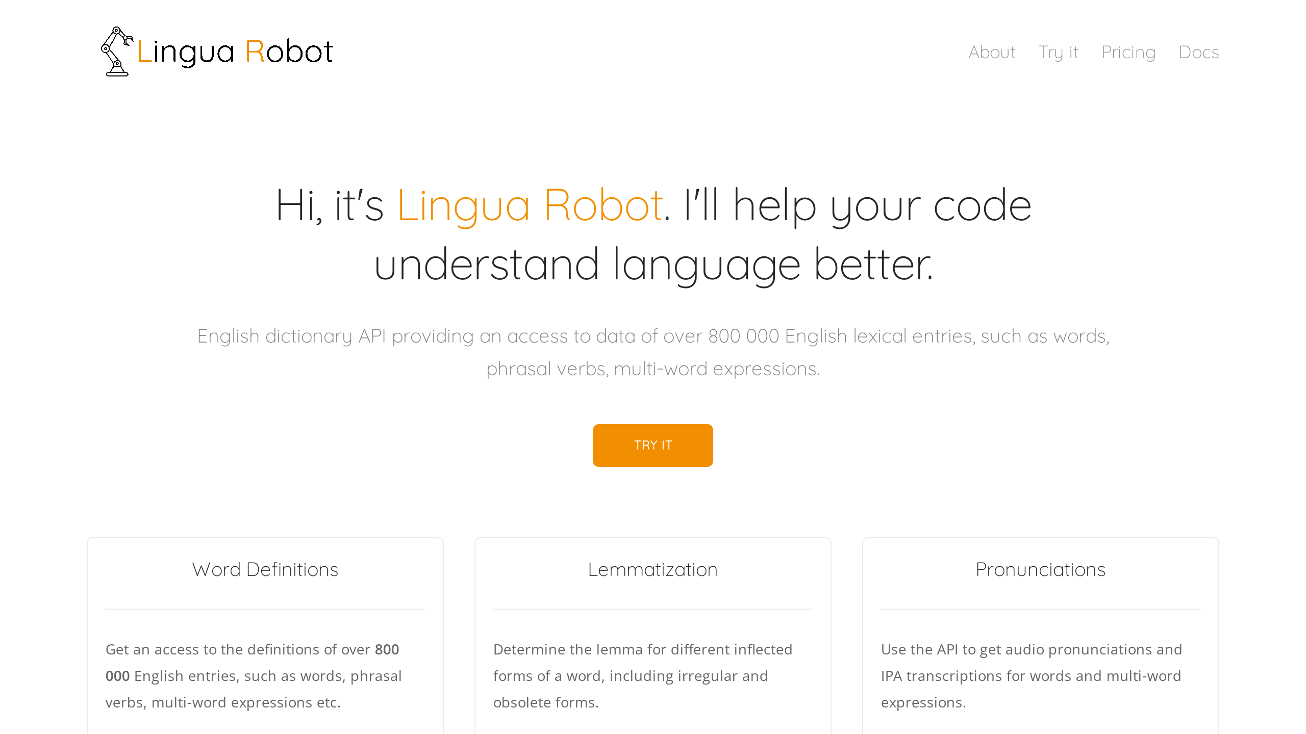 Lingua Robot's website screenshot