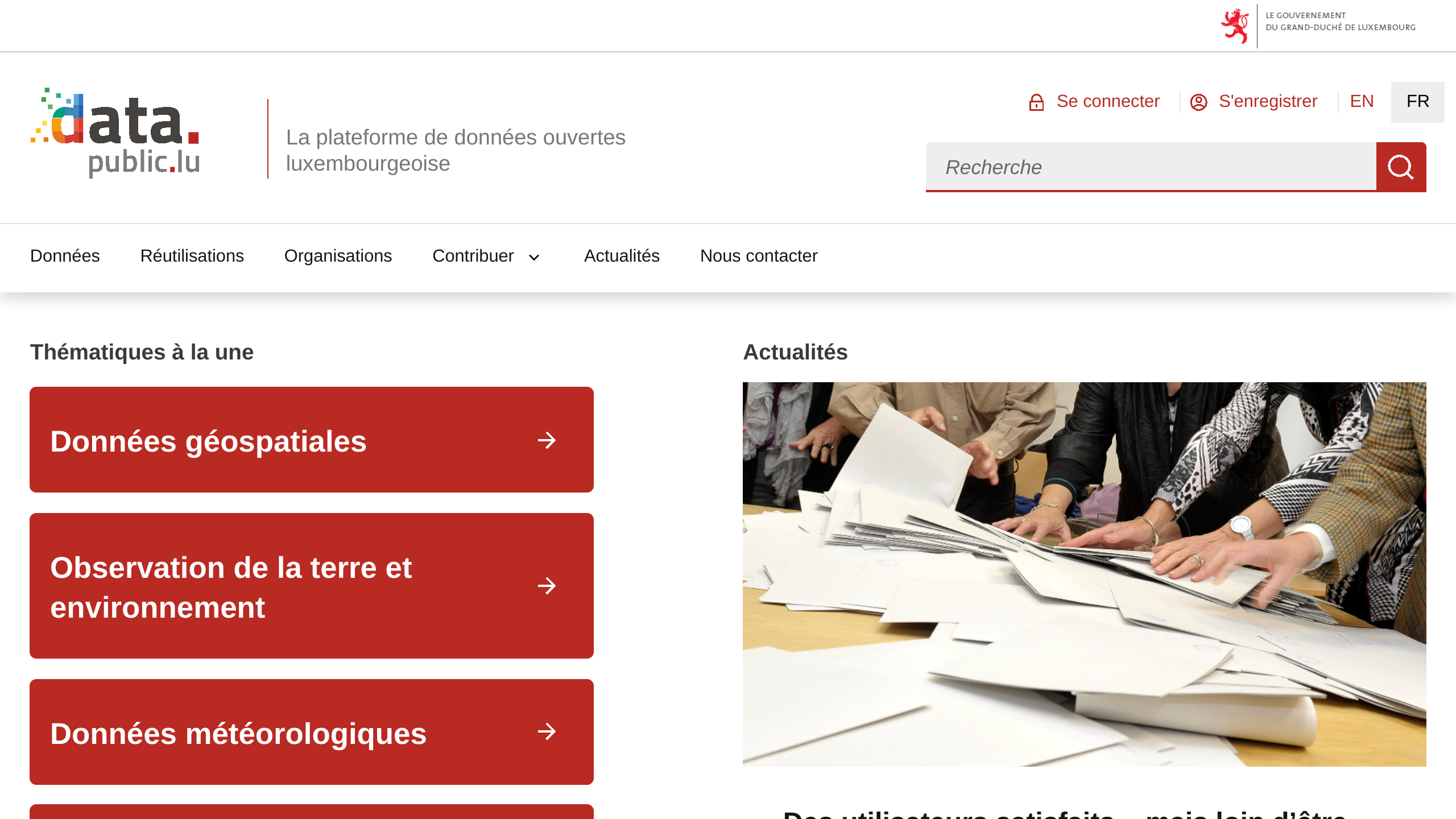 Open Government, Luxembourg's website screenshot