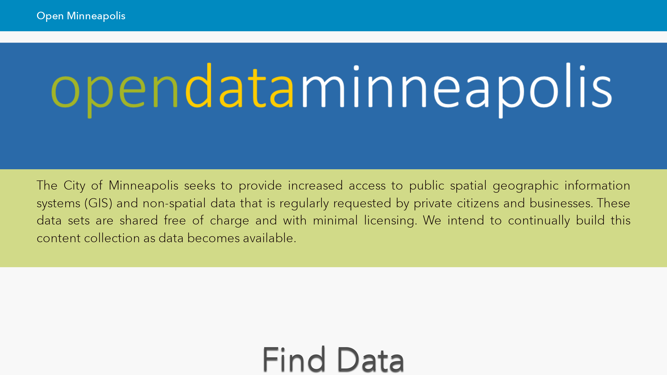 Open Data Minneapolis's website screenshot