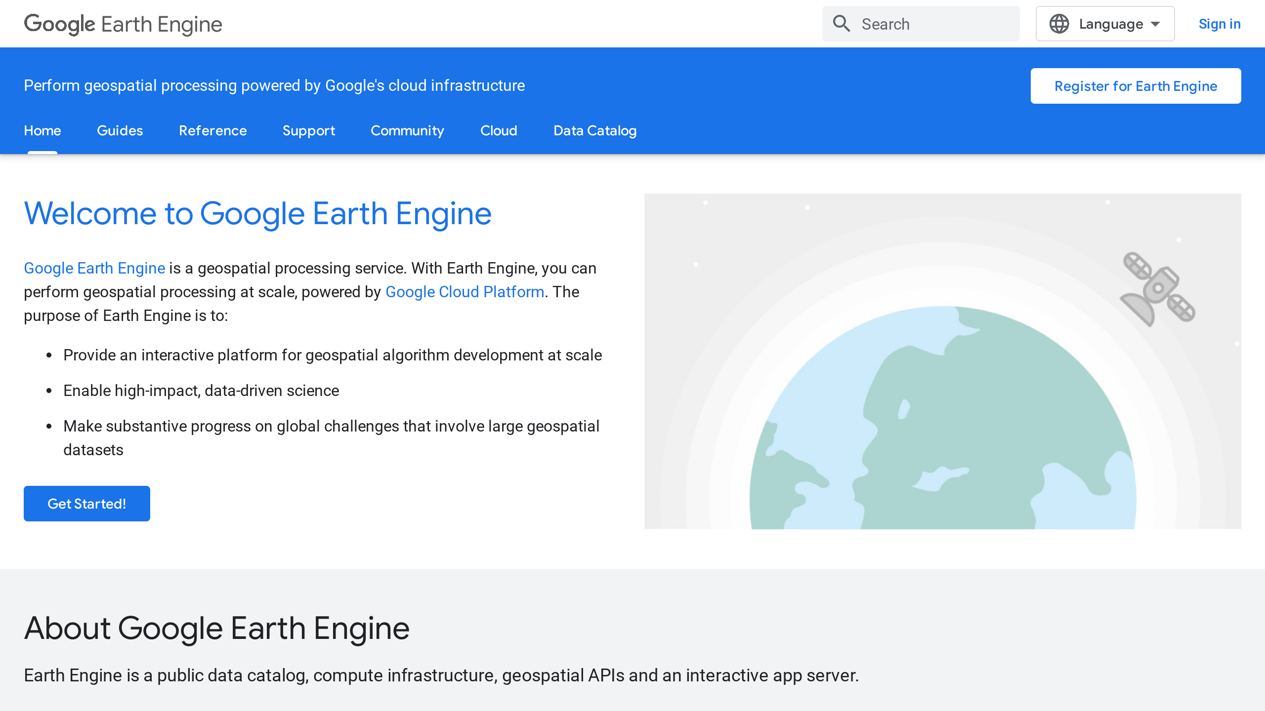 Google Earth Engine's website screenshot