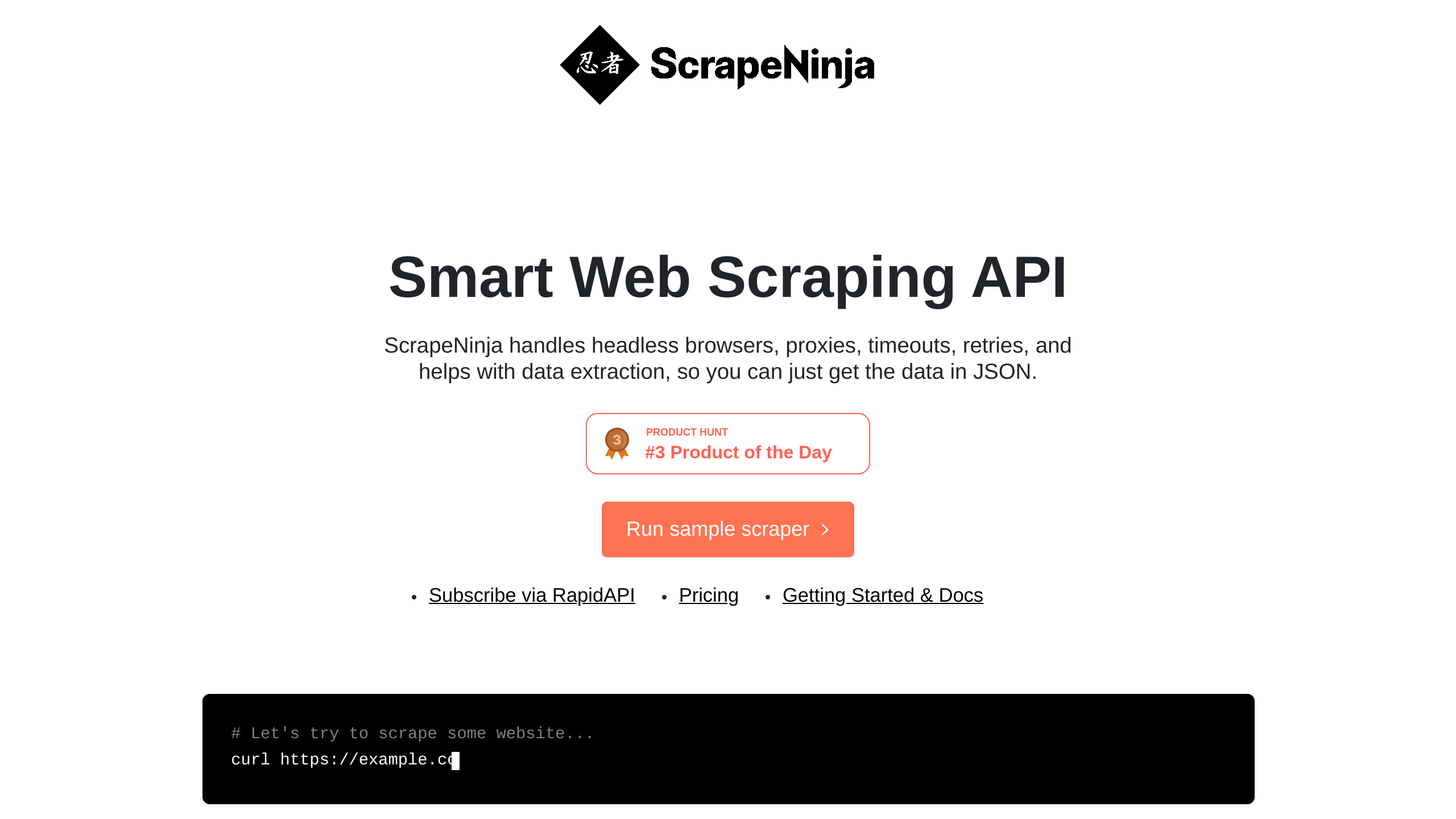 ScrapeNinja's website screenshot