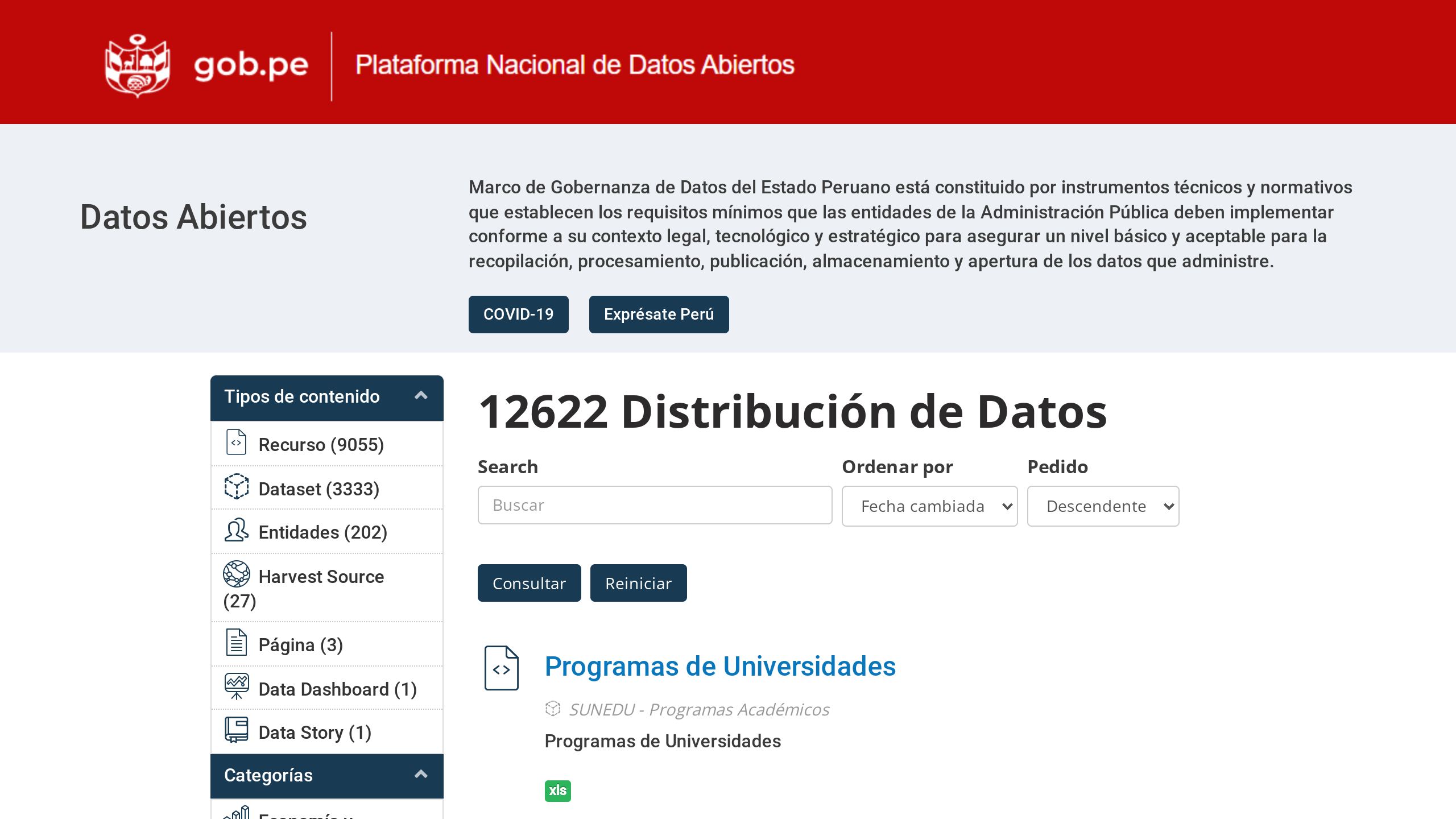 Open Government, Peru's website screenshot